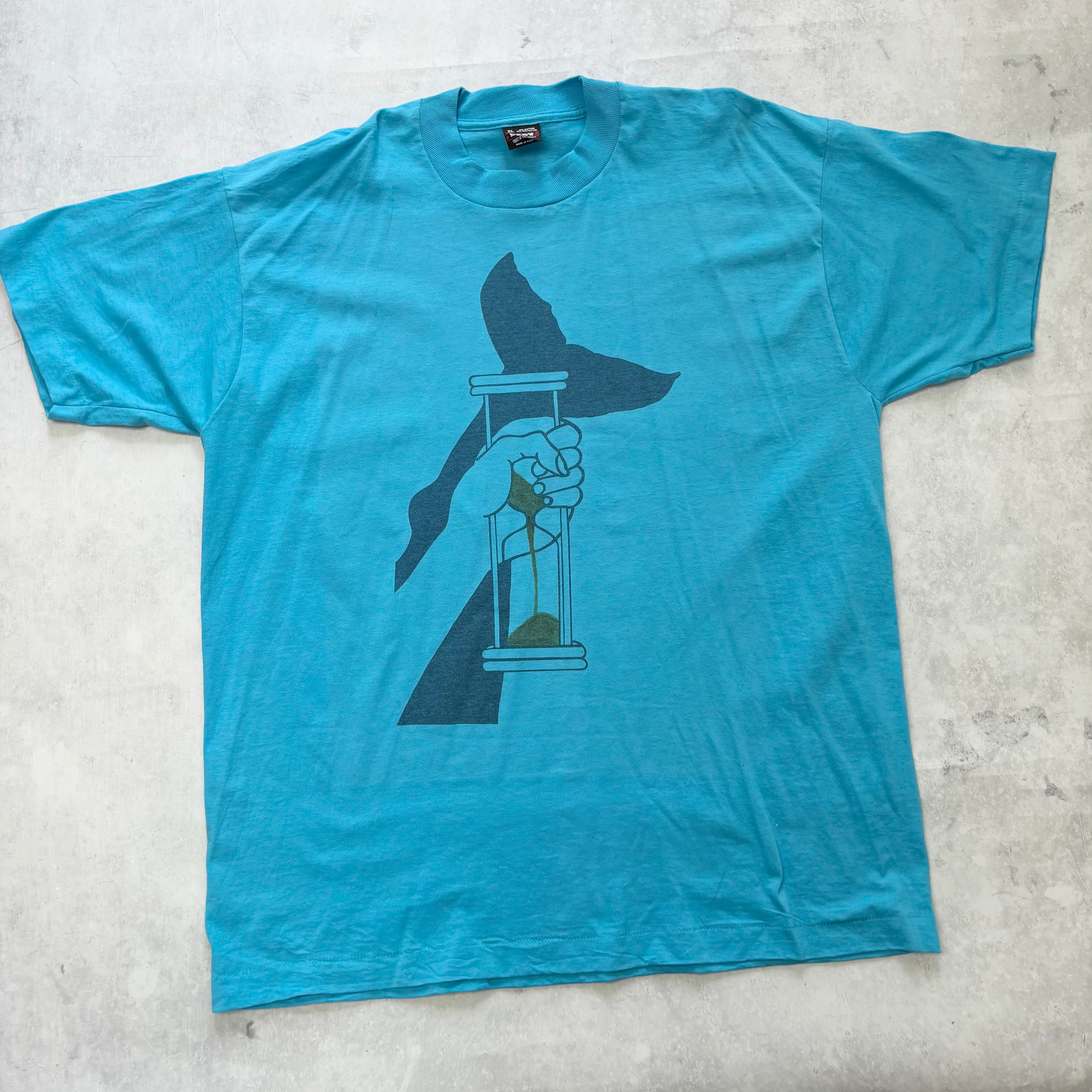 Vintage T Shirt Mens XL Blue Single Stitch Graphic Print 90s World (E)