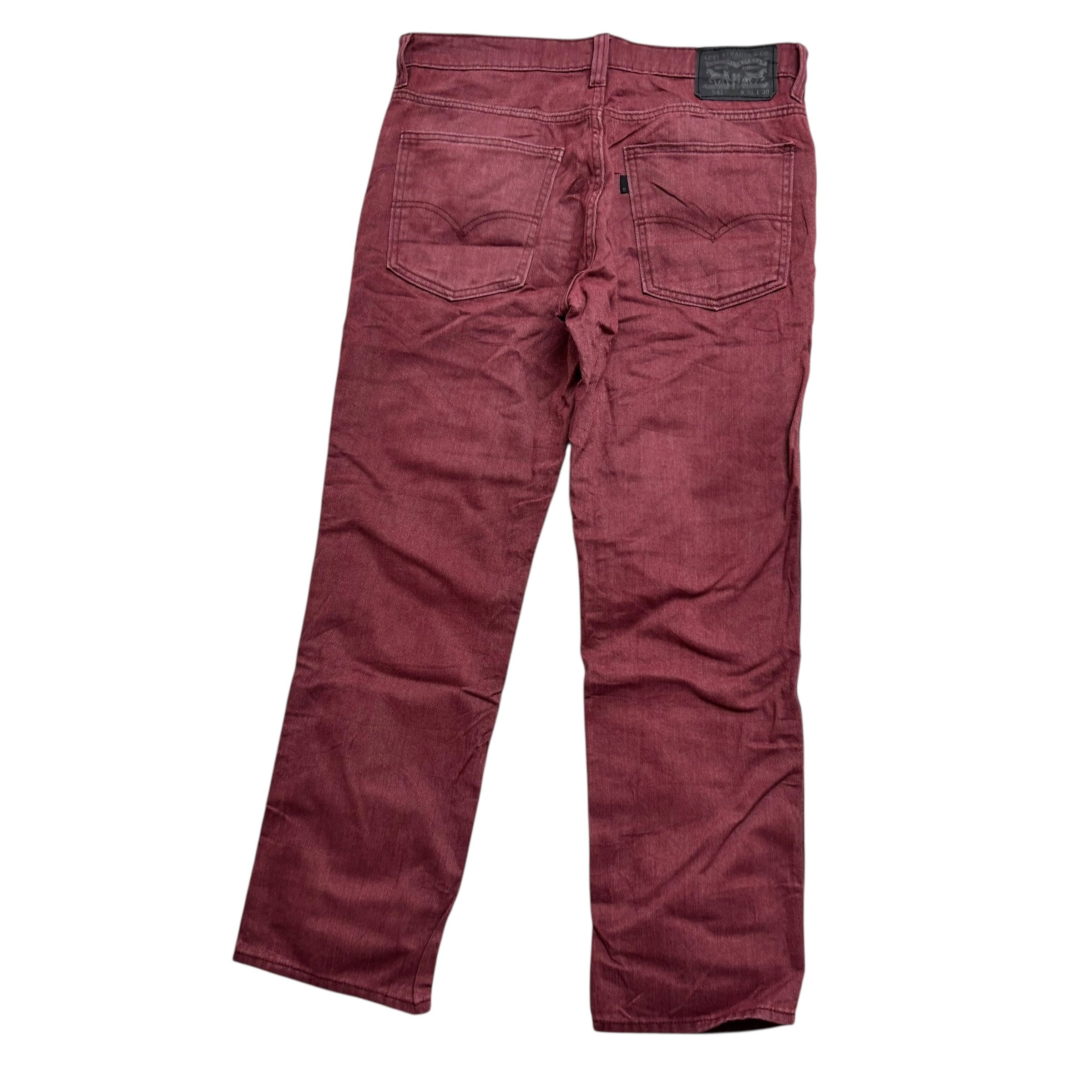 Levis 541 Trousers W31 L29 Mens Red Athletic Tapered Fit Stretch Pants