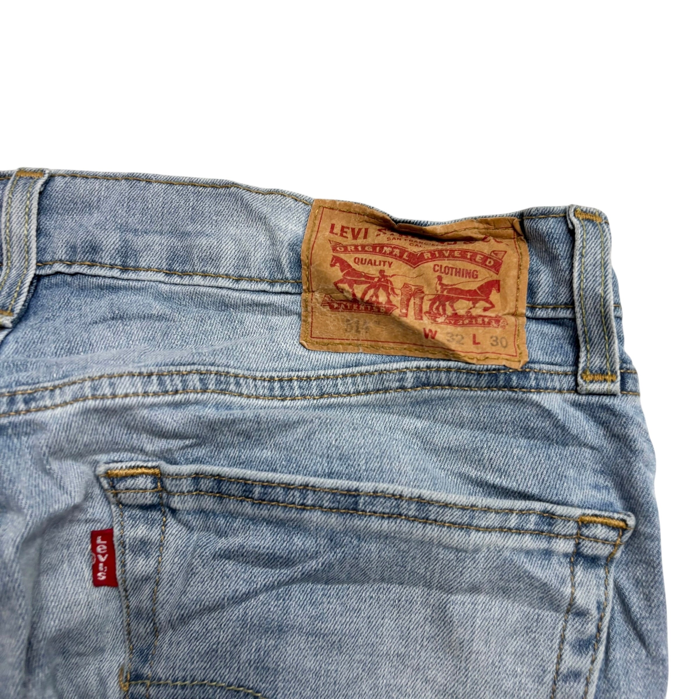 Levis 514 Jeans W32 L30 Mens Light Blue Regular Straight Fit Stretch Denim