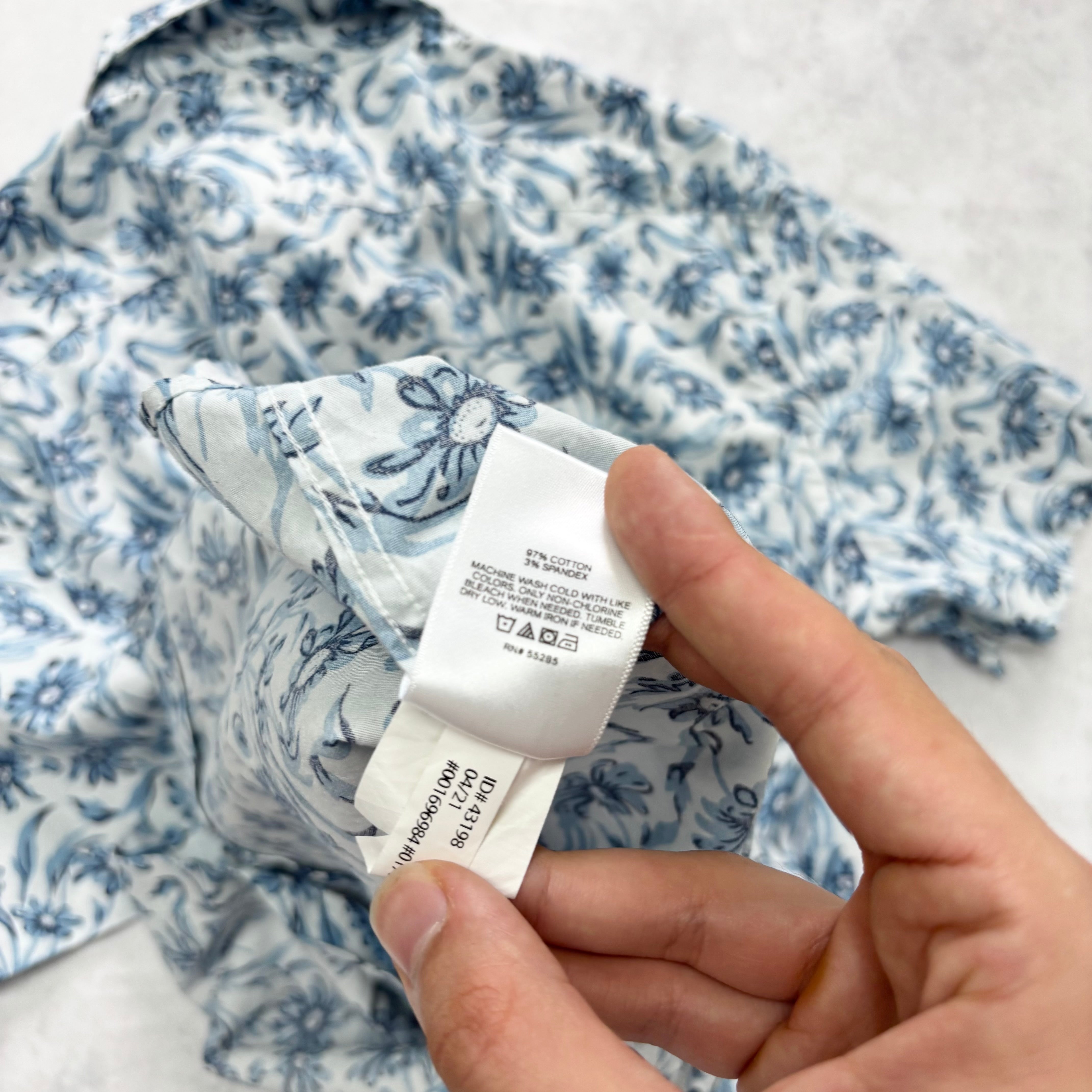 Hawaiian Shirt Mens Large Blue Floral Aloha Short Sleeve Cotton Regular Fit (E)