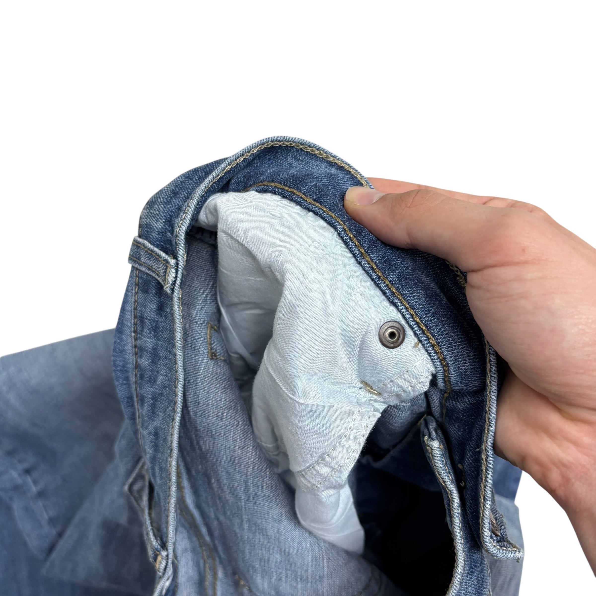 Wrangler Jeans W38 L32 Mens Mid Blue Regular Straight Fit Stretch Denim (E)