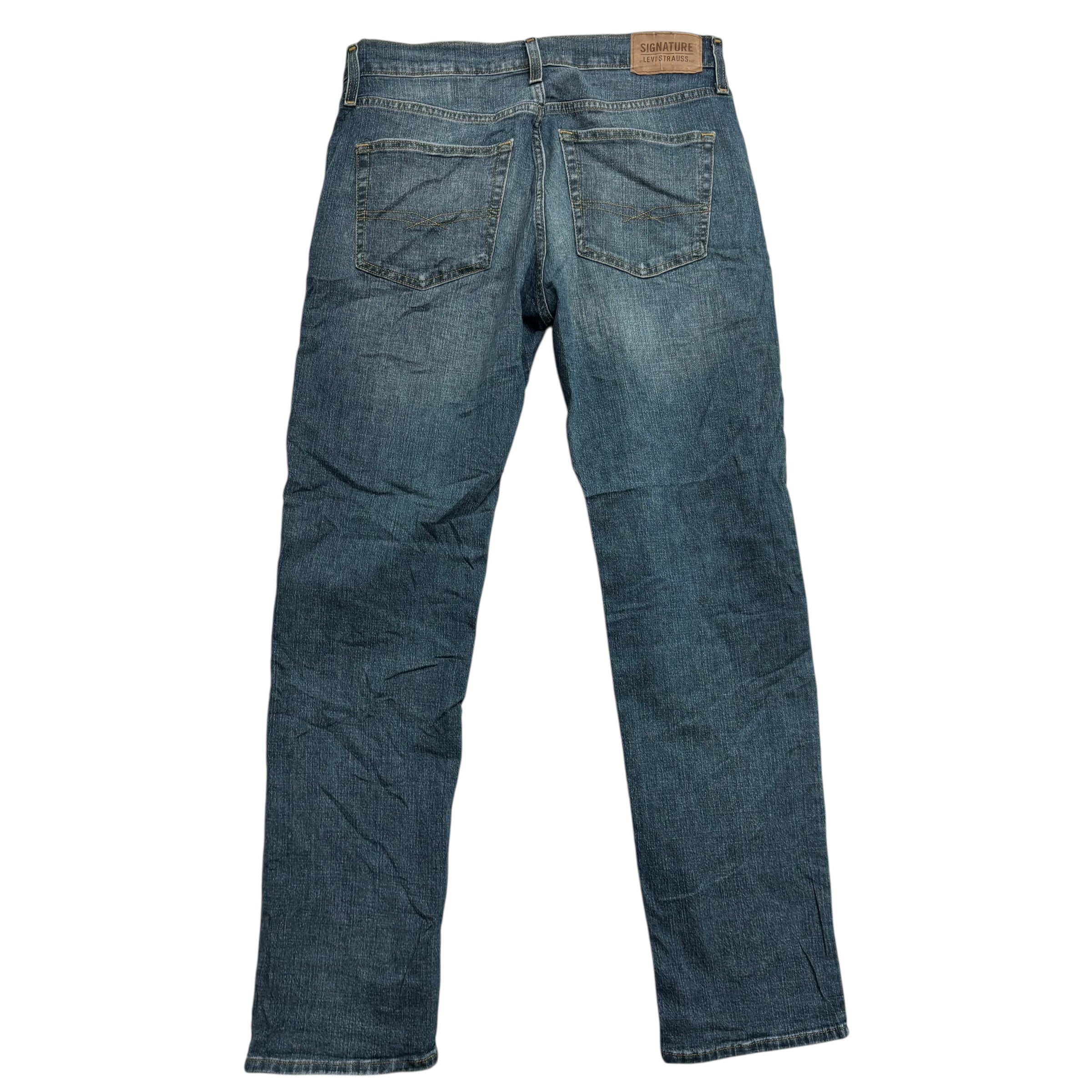 Levis Signature Jeans W32 L32 Mens Blue Regular Straight Stretch Denim