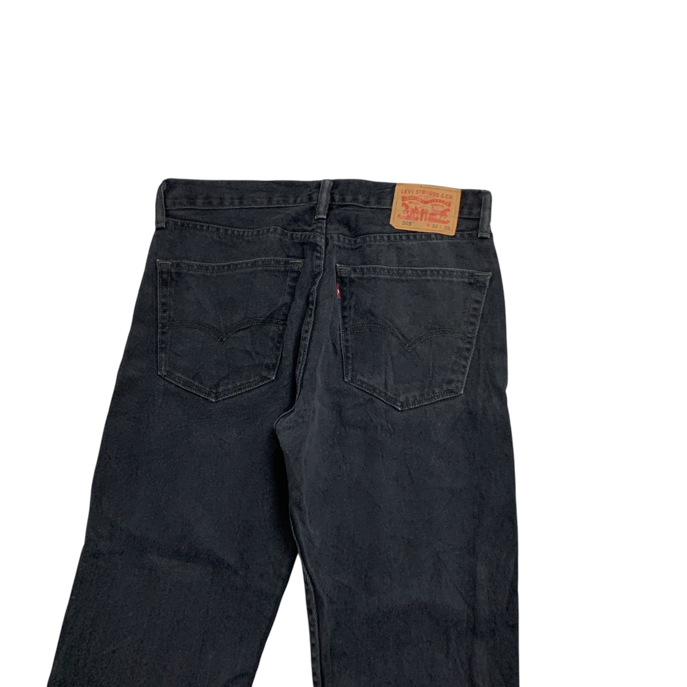 Levis 505 Jeans W32 L26 Mens Black Regular Straight Fit Denim