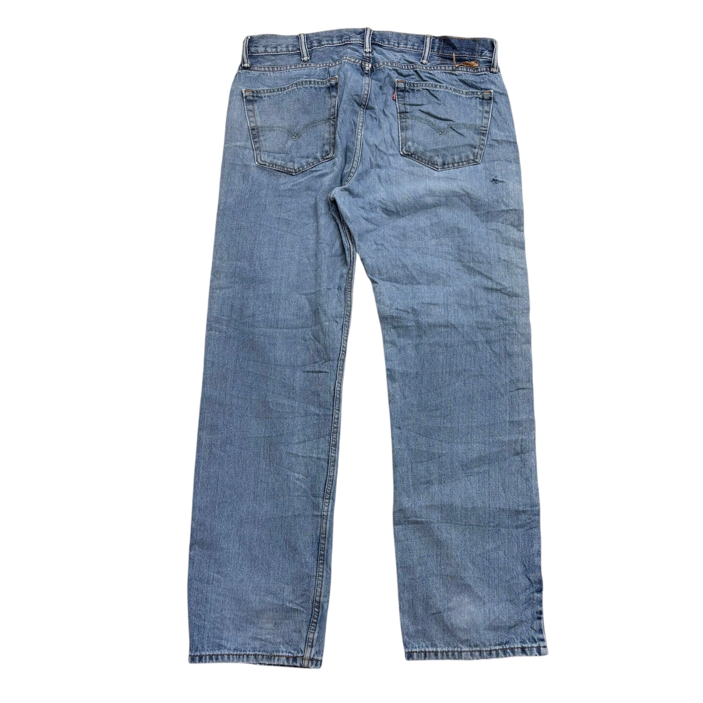 Levis 505 Jeans W38 L34 Mens Light Blue Regular Straight Fit Denim (F)