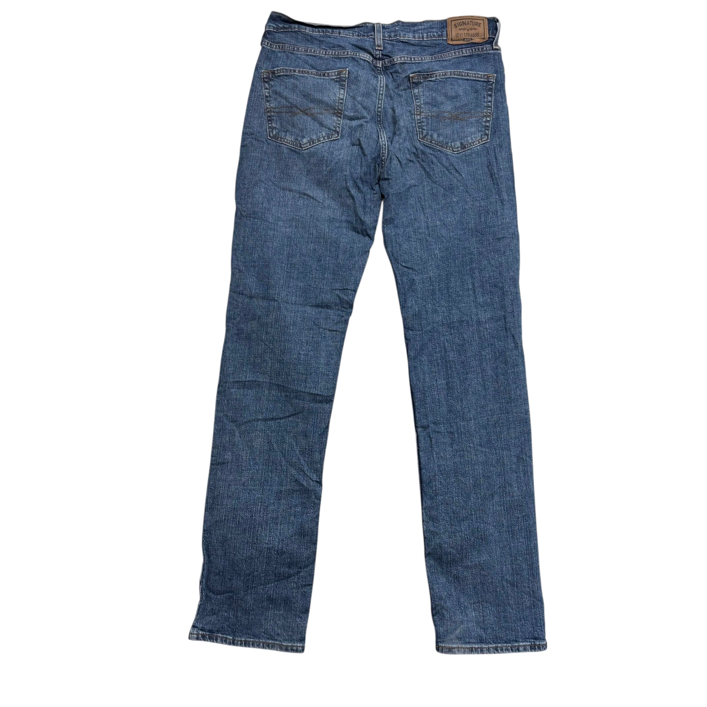 Levis Signature Jeans W34 L34 Mens Mid Blue Regular Straight Fit Stretch (E)