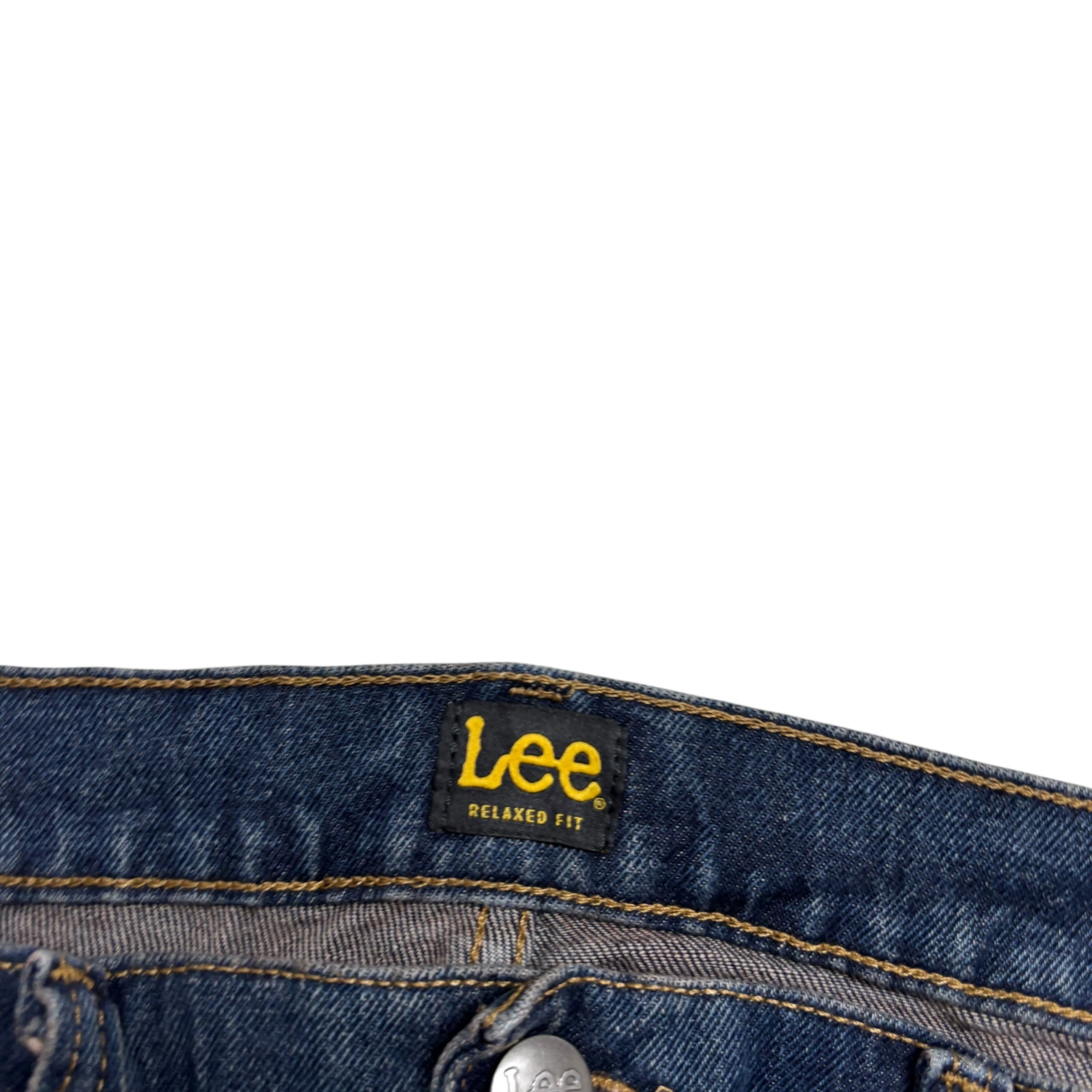 Lee Jeans W48 L28 Mens Dark Blue Baggy Relaxed Straight Fit Stretch Denim (E)