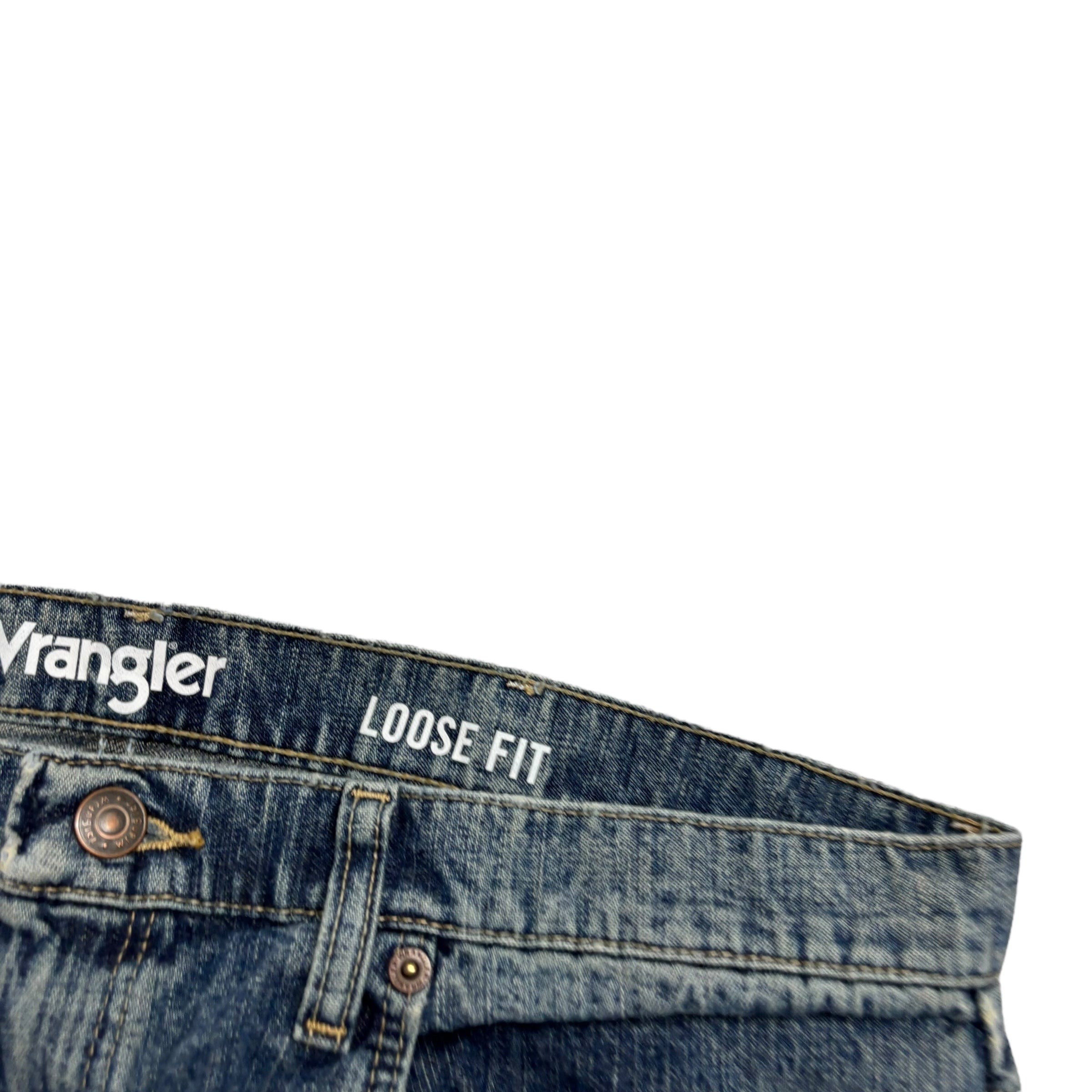 Wrangler Jeans W34 L33 Mens Mid Blue Baggy Relaxed Straight Fit Denim