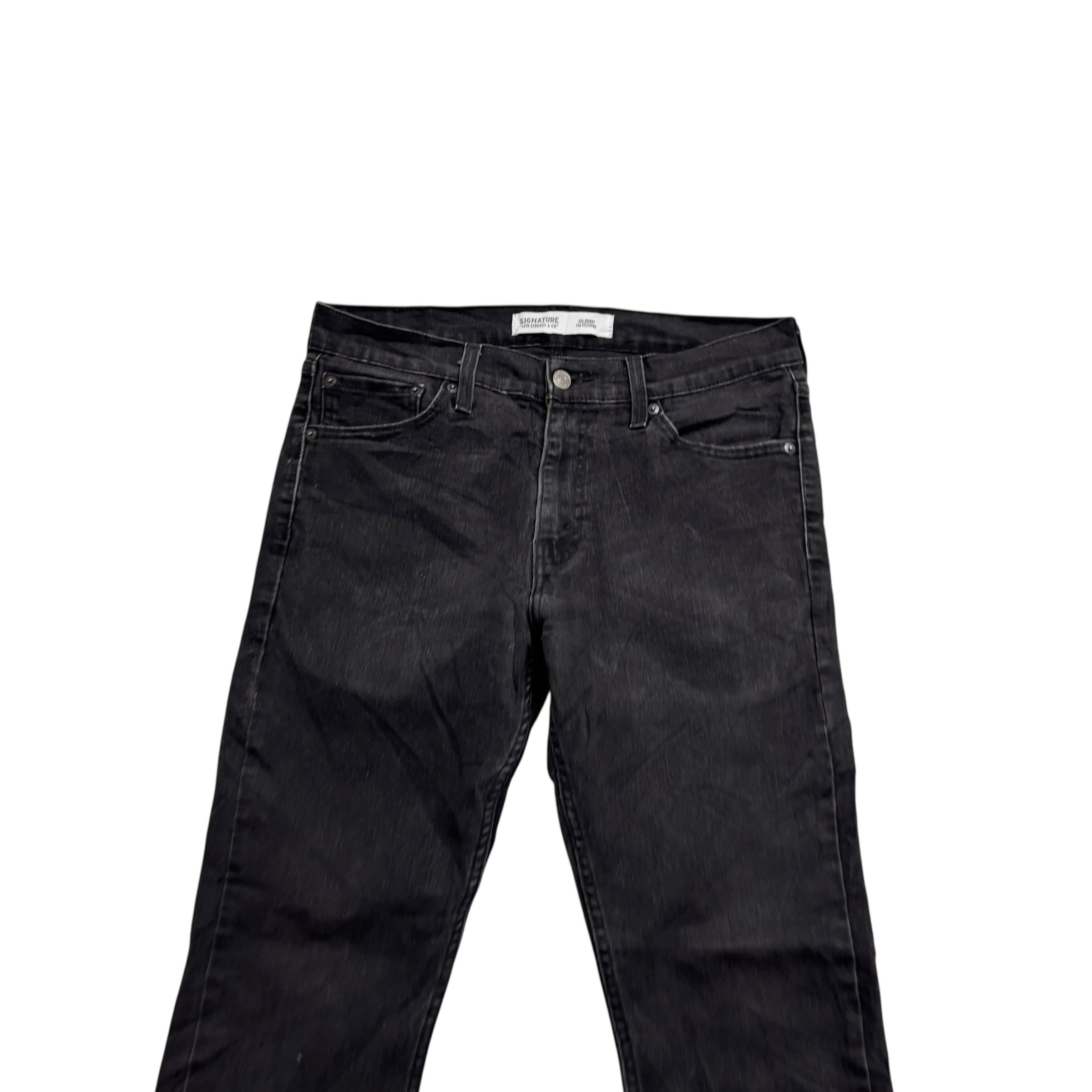 Levis Signature Jeans W32 L30 Mens Black Skinny Fit Stretch Denim