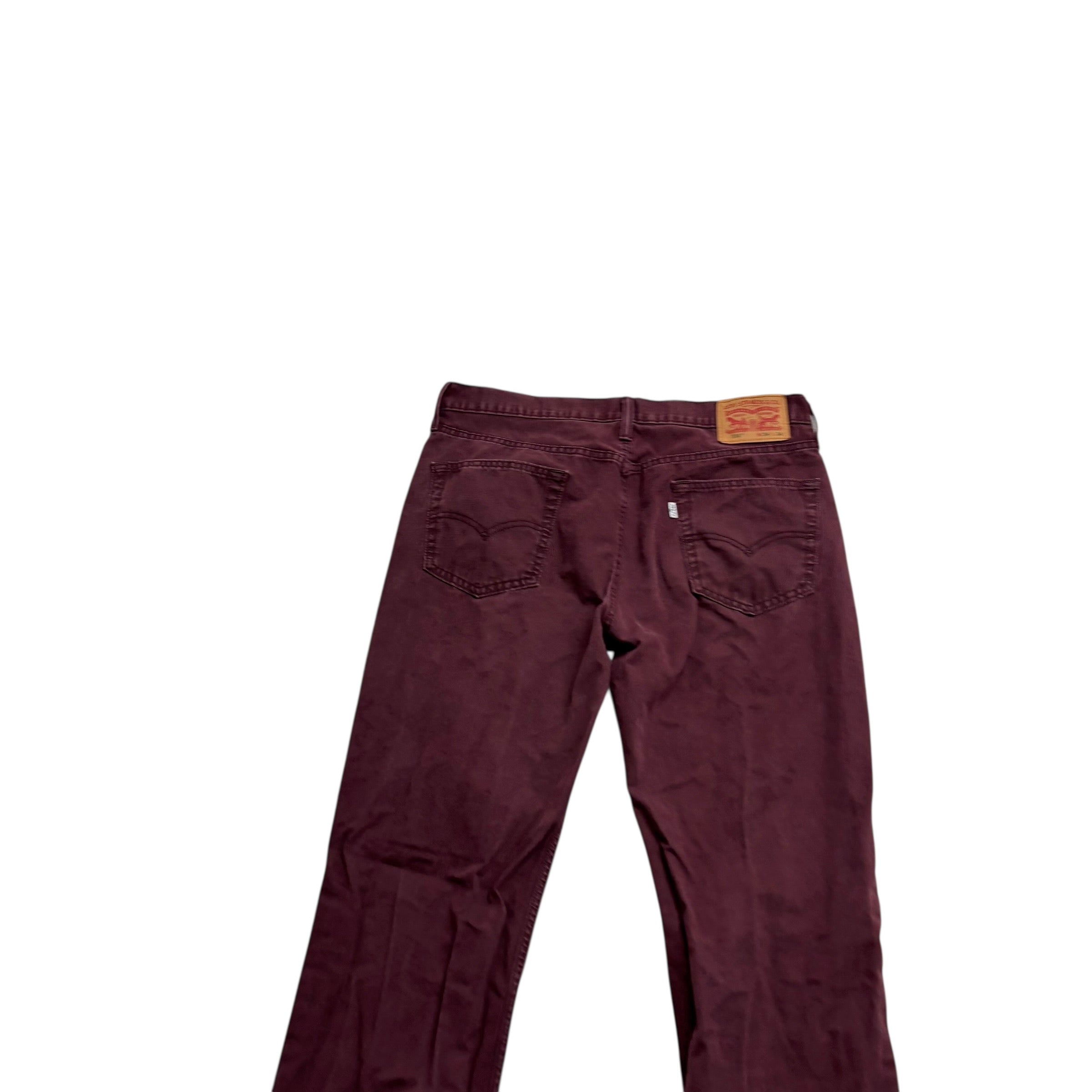 Levis 514 Trousers W34 L34 Mens Burgundy Regular Straight Fit Pants (E)