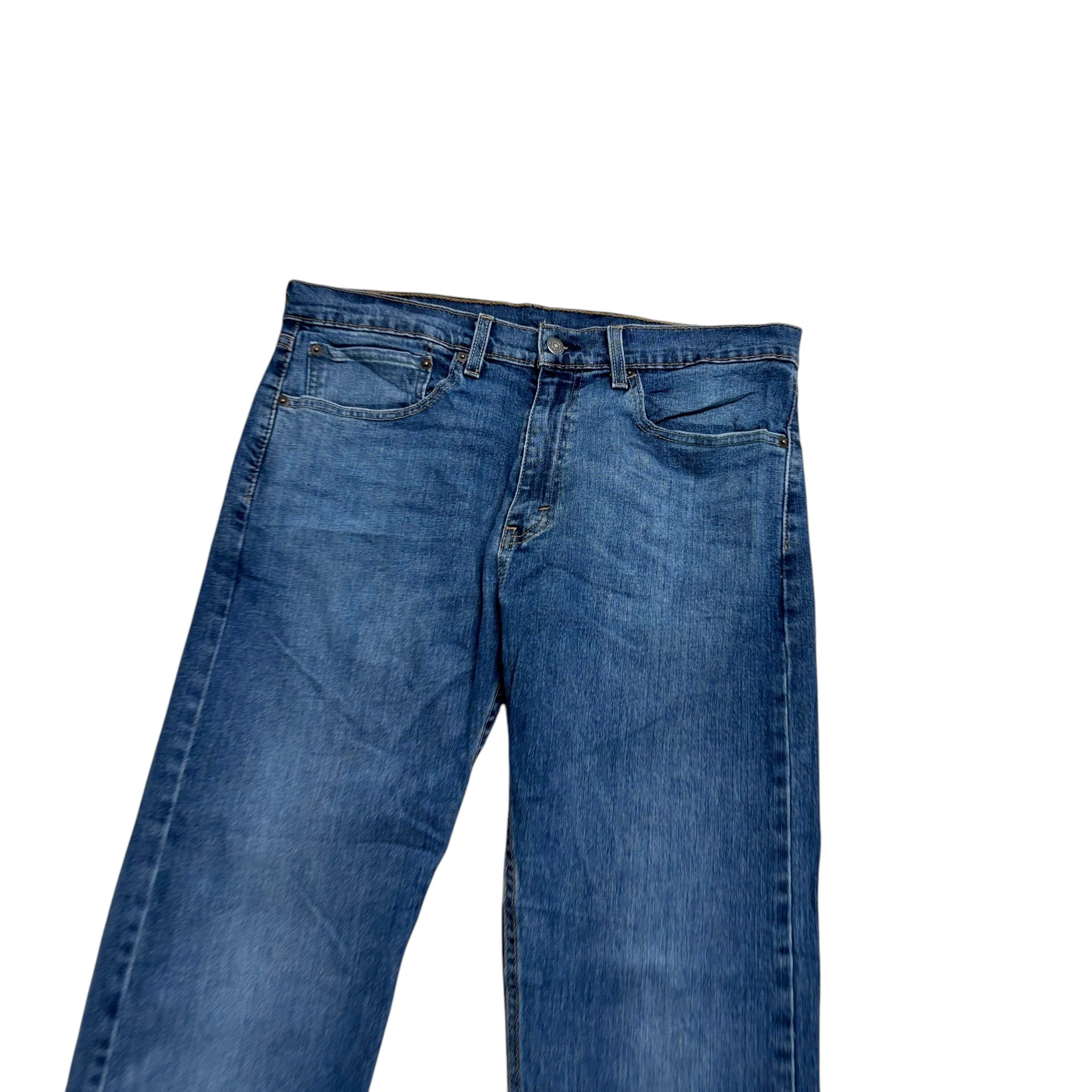 Levis 505 Jeans W34 L30 Mens Mid Blue Regular Straight Fit Stretch Denim (E)