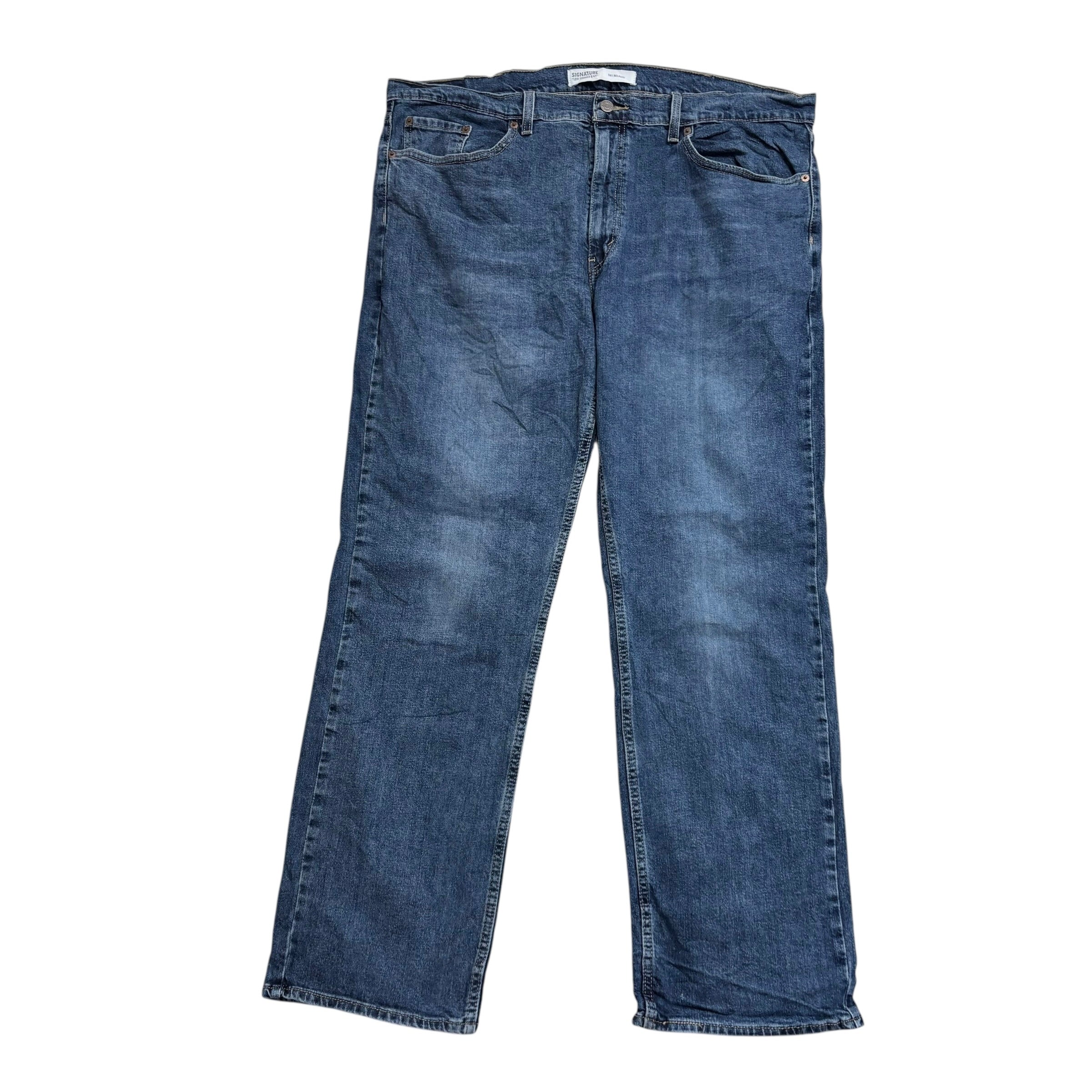 Levis Signature Jeans W40 L32 Mens Mid Blue Relaxed Straight Stretch Denim (E)