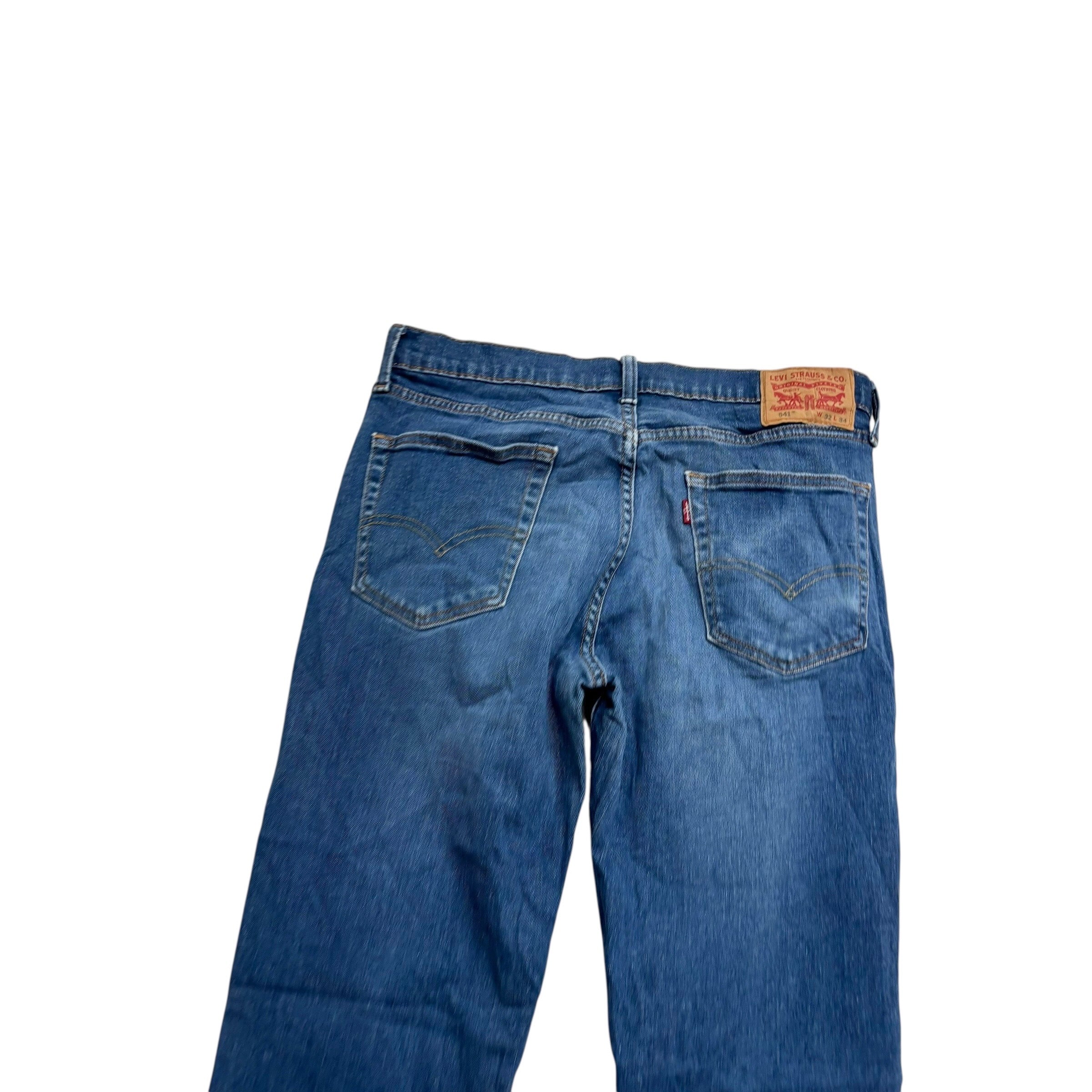 Levis 541 Jeans W32 L33 Mens Mid Blue Athletic Tapered Fit Stretch Denim