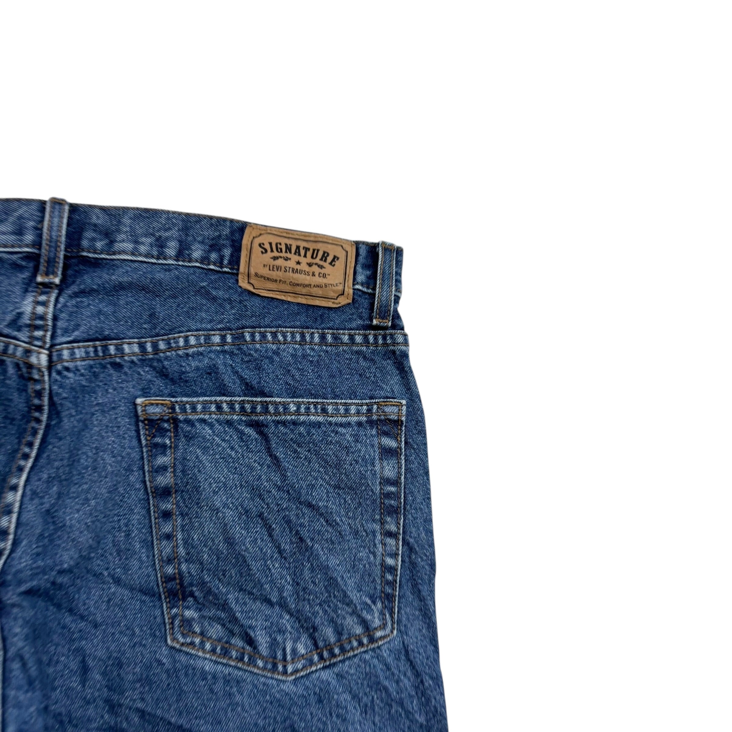 Levis Signature Jeans W34 L30 Mens Mid Blue Regular Straight Fit Vintage