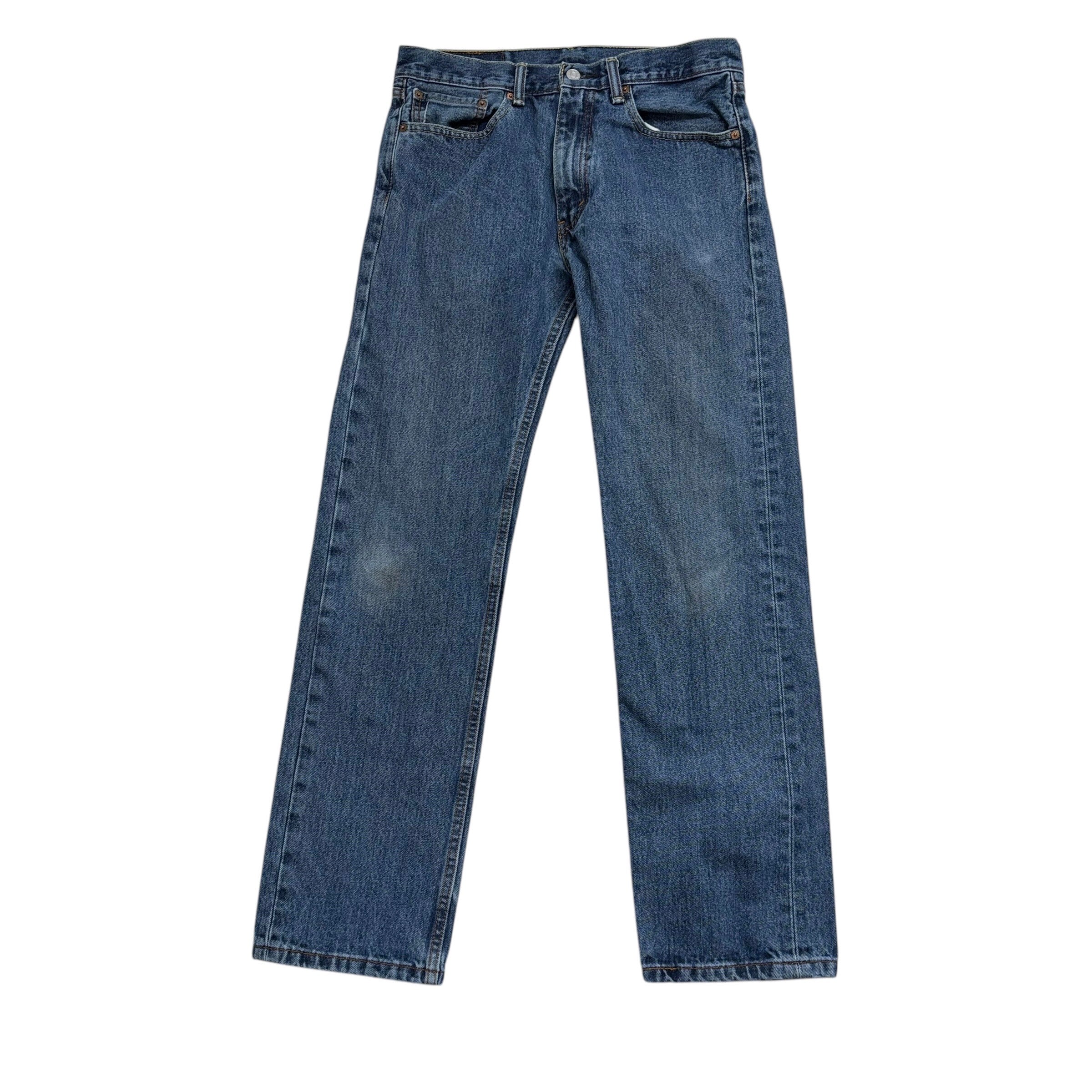 Levis 505 Jeans W32 L32 Mens Mid Blue Regular Straight Fit Denim (F)