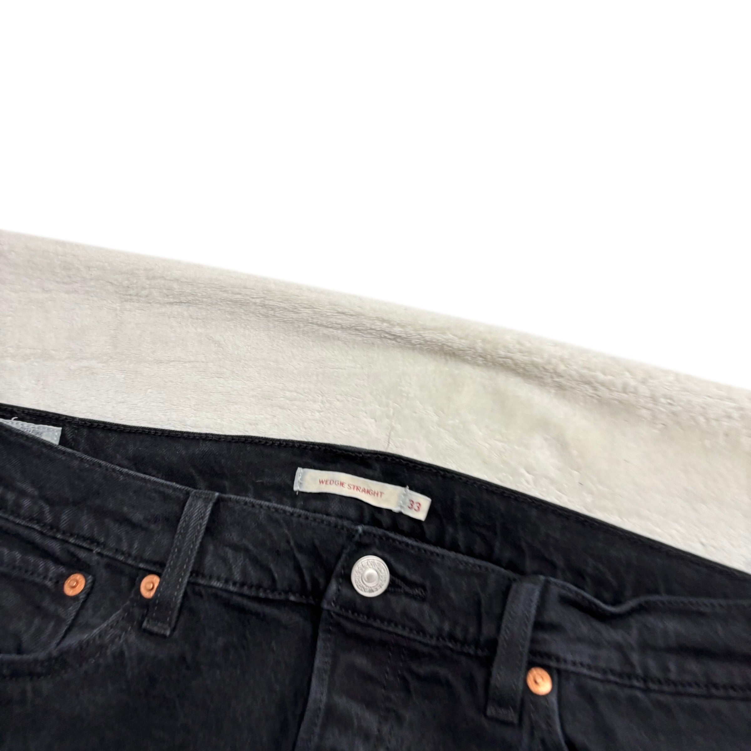 Levis Wedgie Straight Jeans W33 L28 Womens Black Stretch Denim (E)