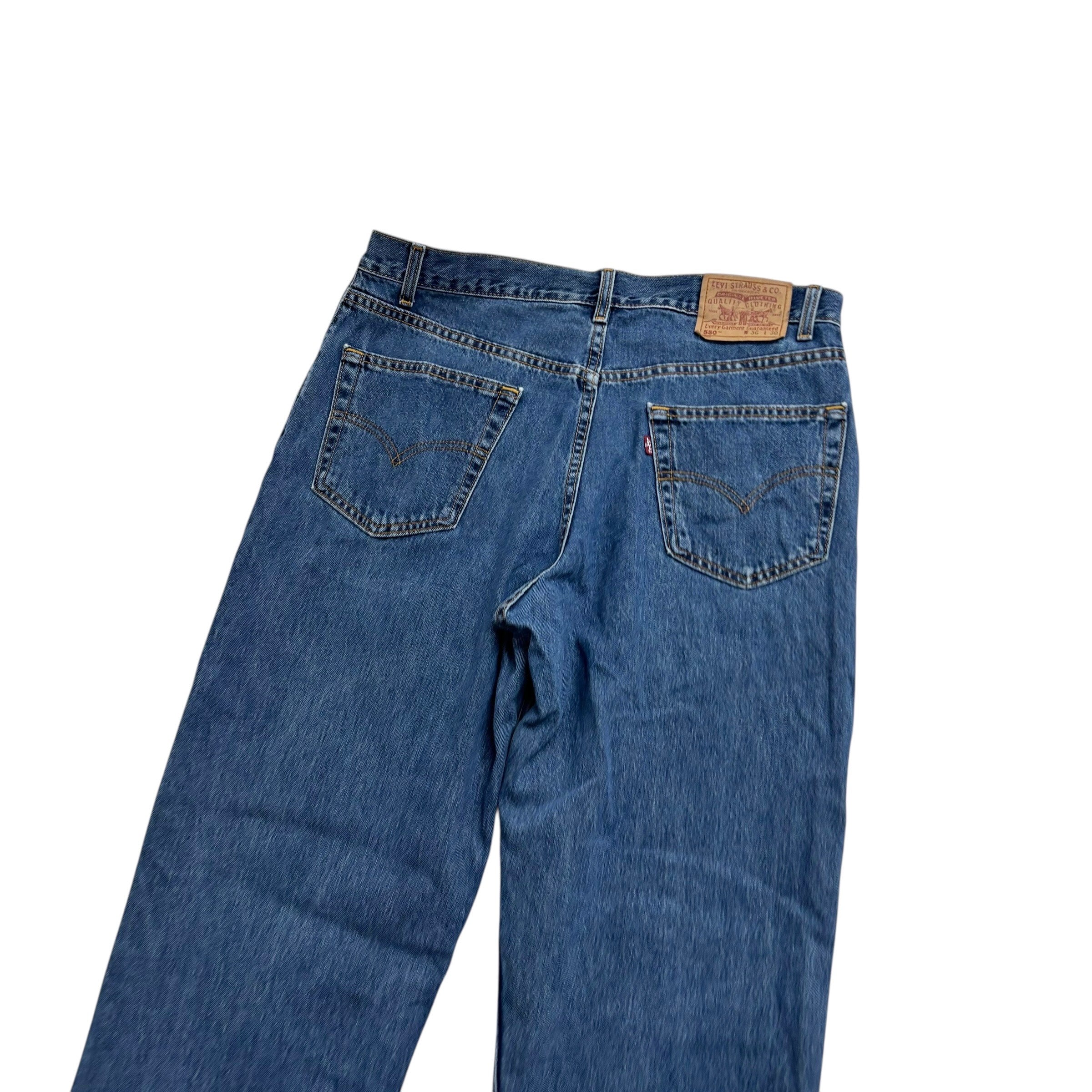 Levis 550 Jeans W36 L30 Mens Mid Blue Relaxed Straight Fit Vintage Denim