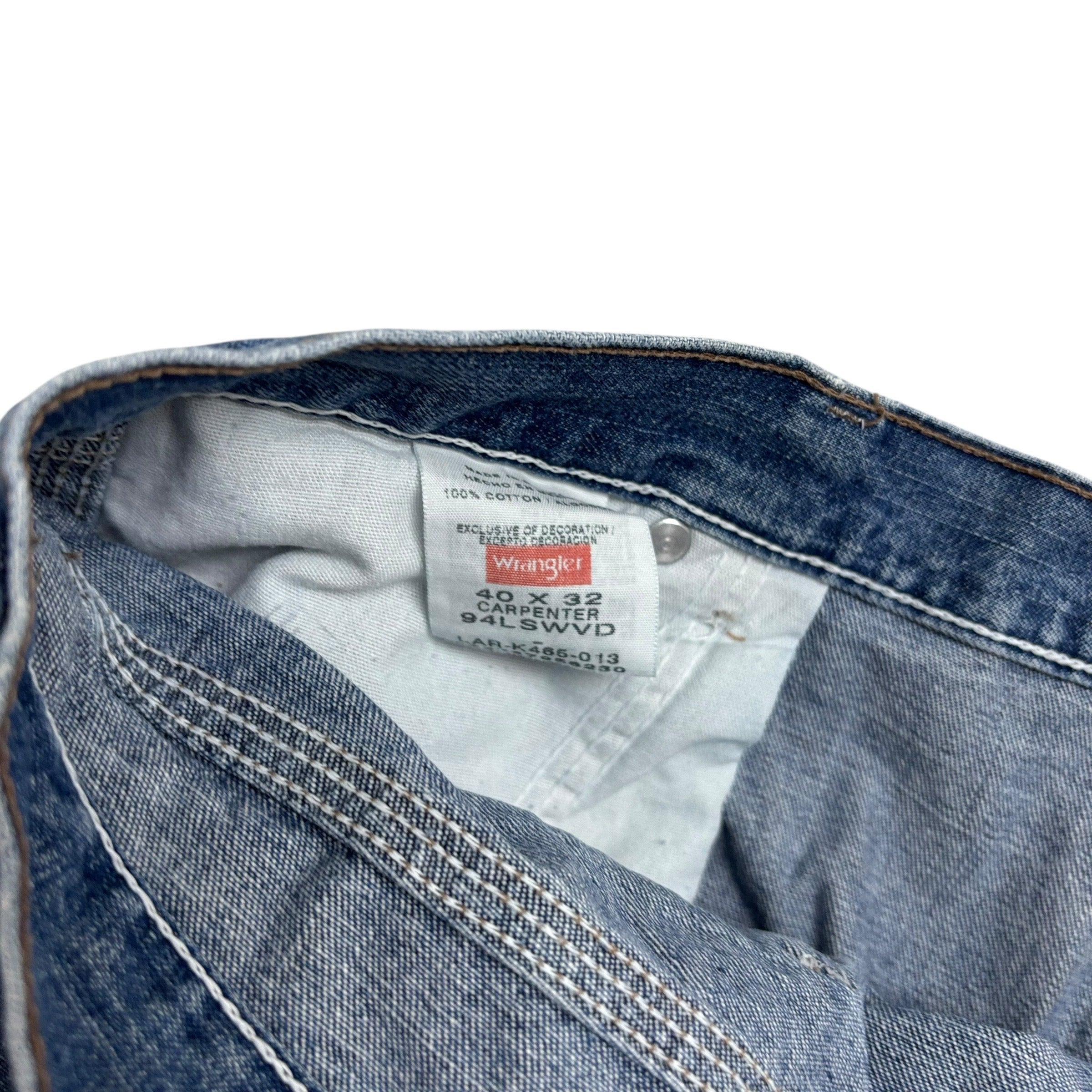 Wrangler Carpenter Jeans W40 L32 Mens Mid Blue Baggy Relaxed Fit Denim