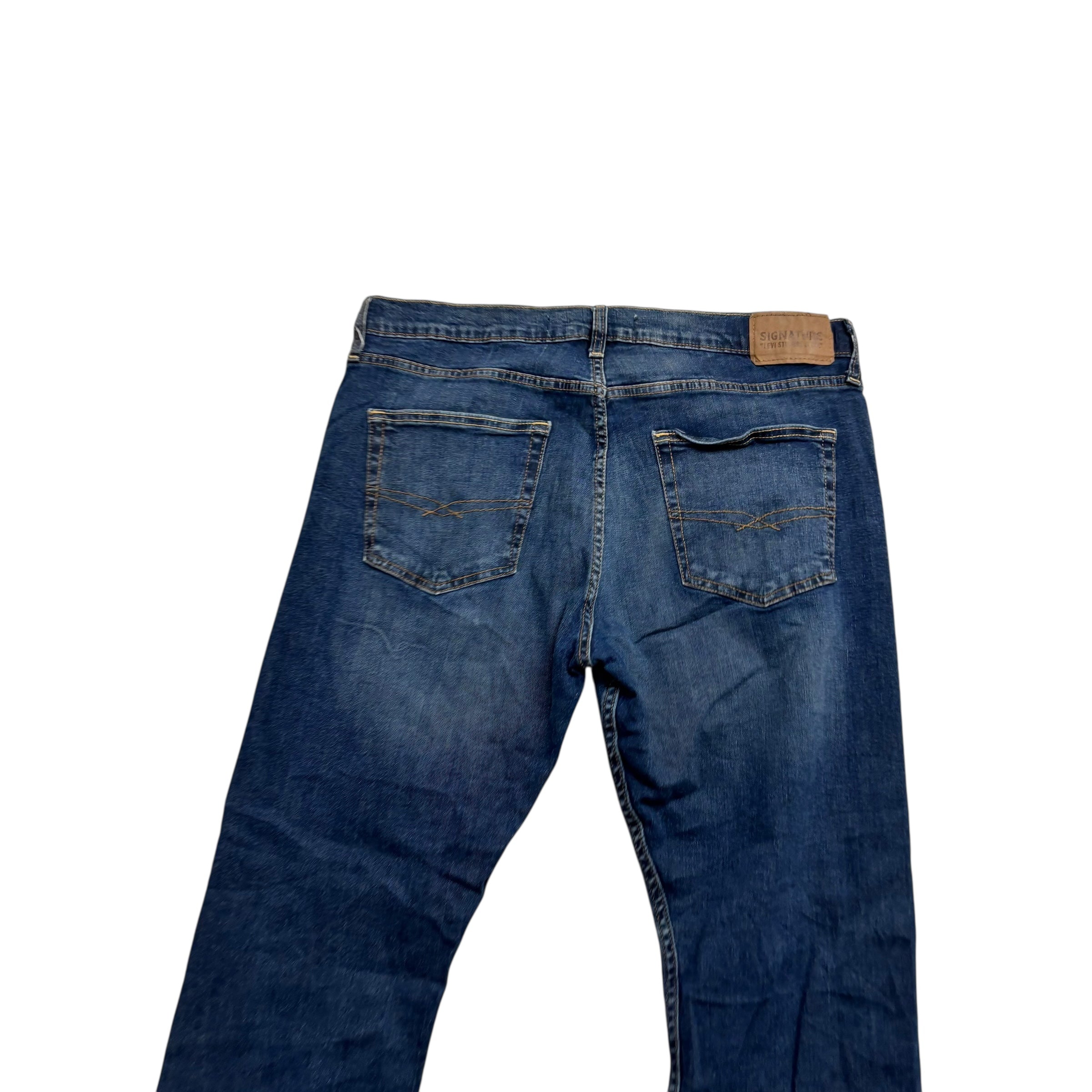 Levis Signature Jeans W36 L30 Mens Dark Blue Regular Straight Stretch Denim (E)