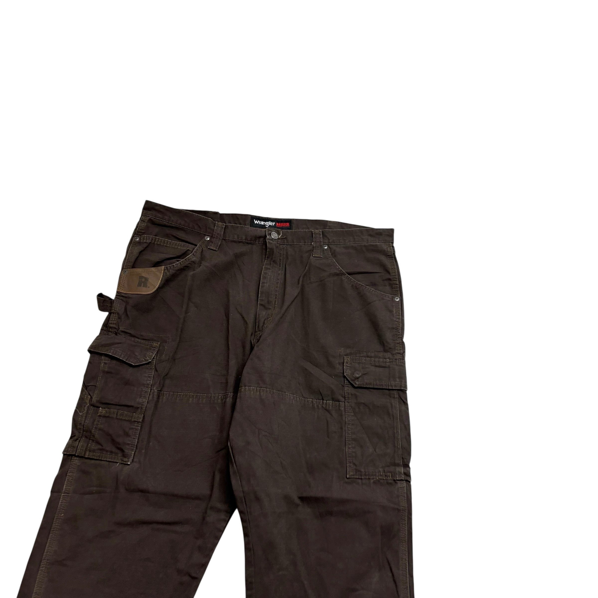 Wrangler Carpenter Pants W40 L32 Mens Brown Relaxed Fit Double Knee (E)