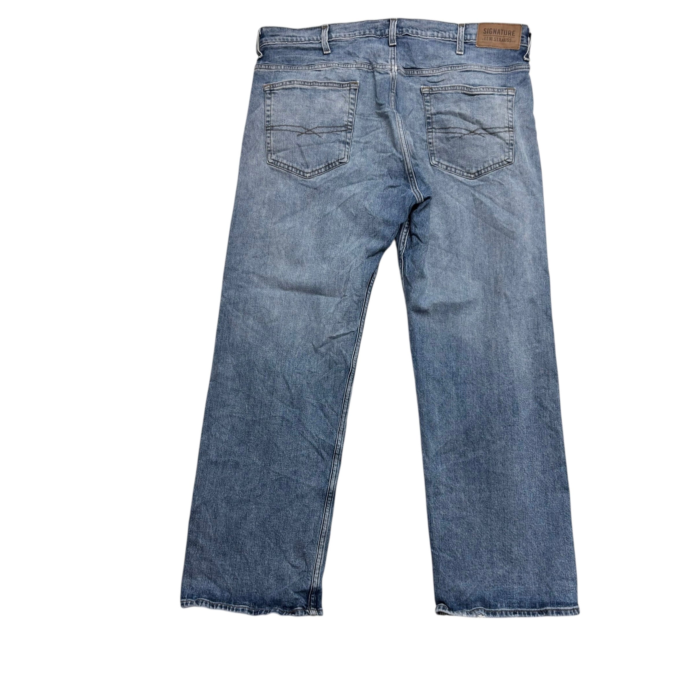 Levis Signature Jeans W38 L30 Mens Mid Blue Baggy Relaxed Fit Stretch Denim