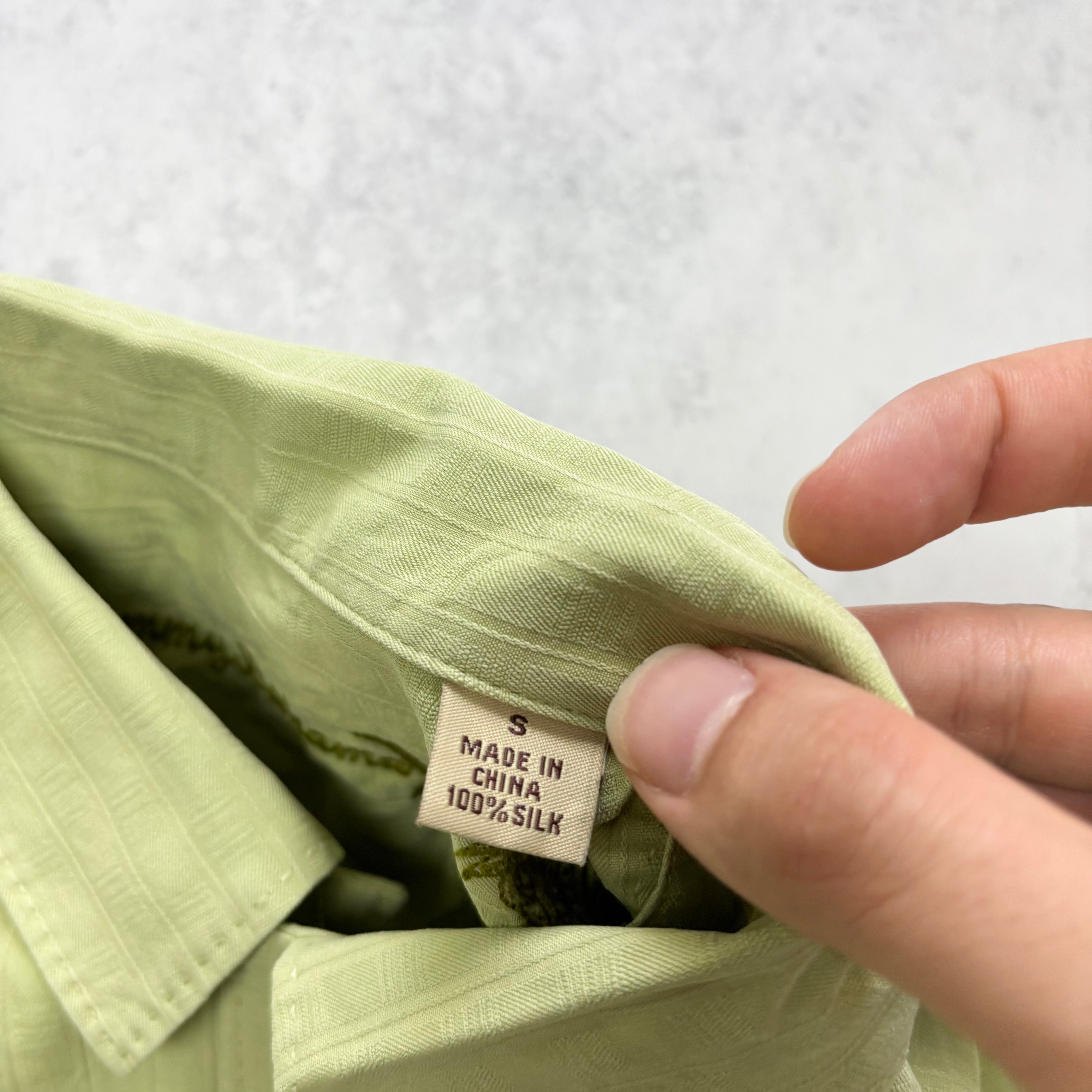 Tommy Bahama Silk Shirt Mens Small Green Short Sleeve (E)