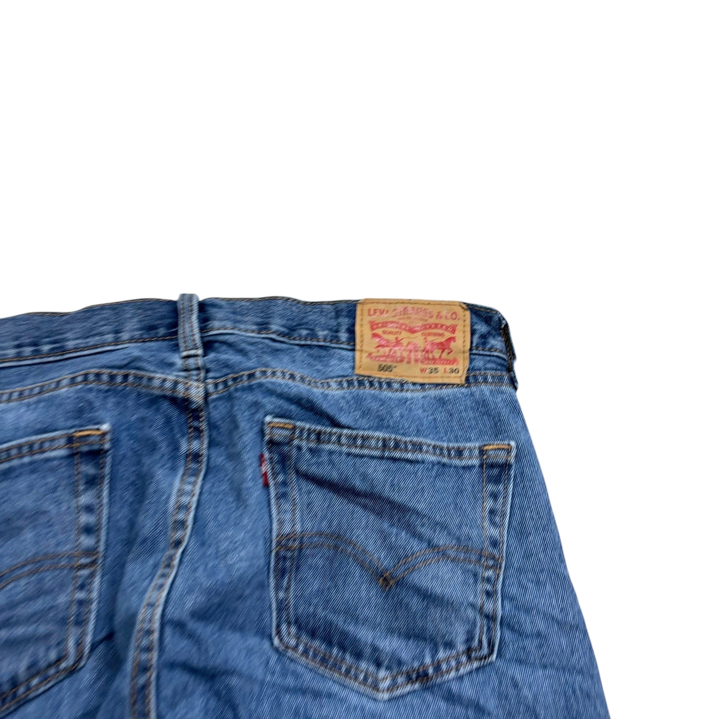 Levis 505 Jeans W35 L30 Mens Mid Blue Regular Straight Fit Denim (E)