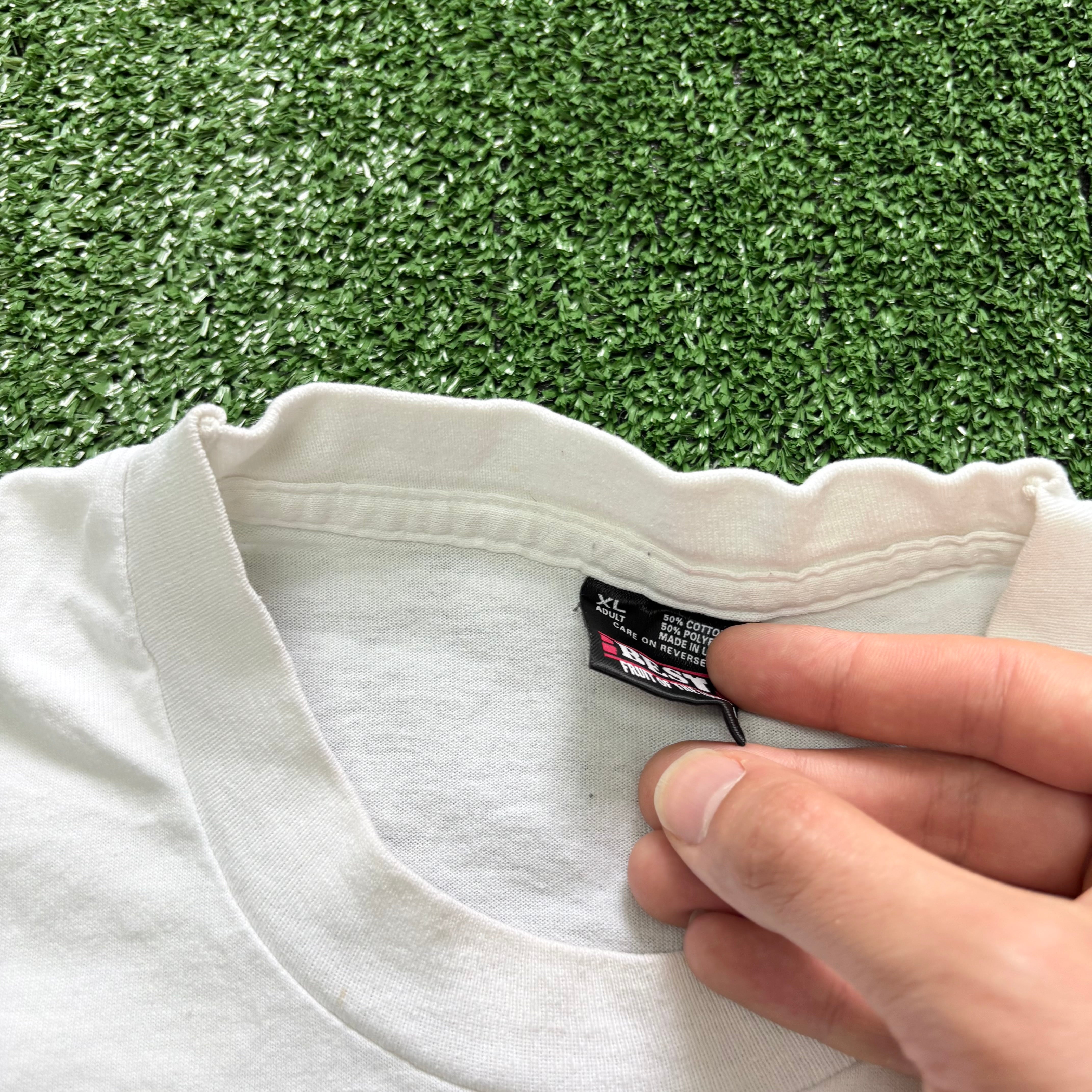 Vintage T Shirt Mens XL White Single Stitch Graphic Print 90s Baseball (F)