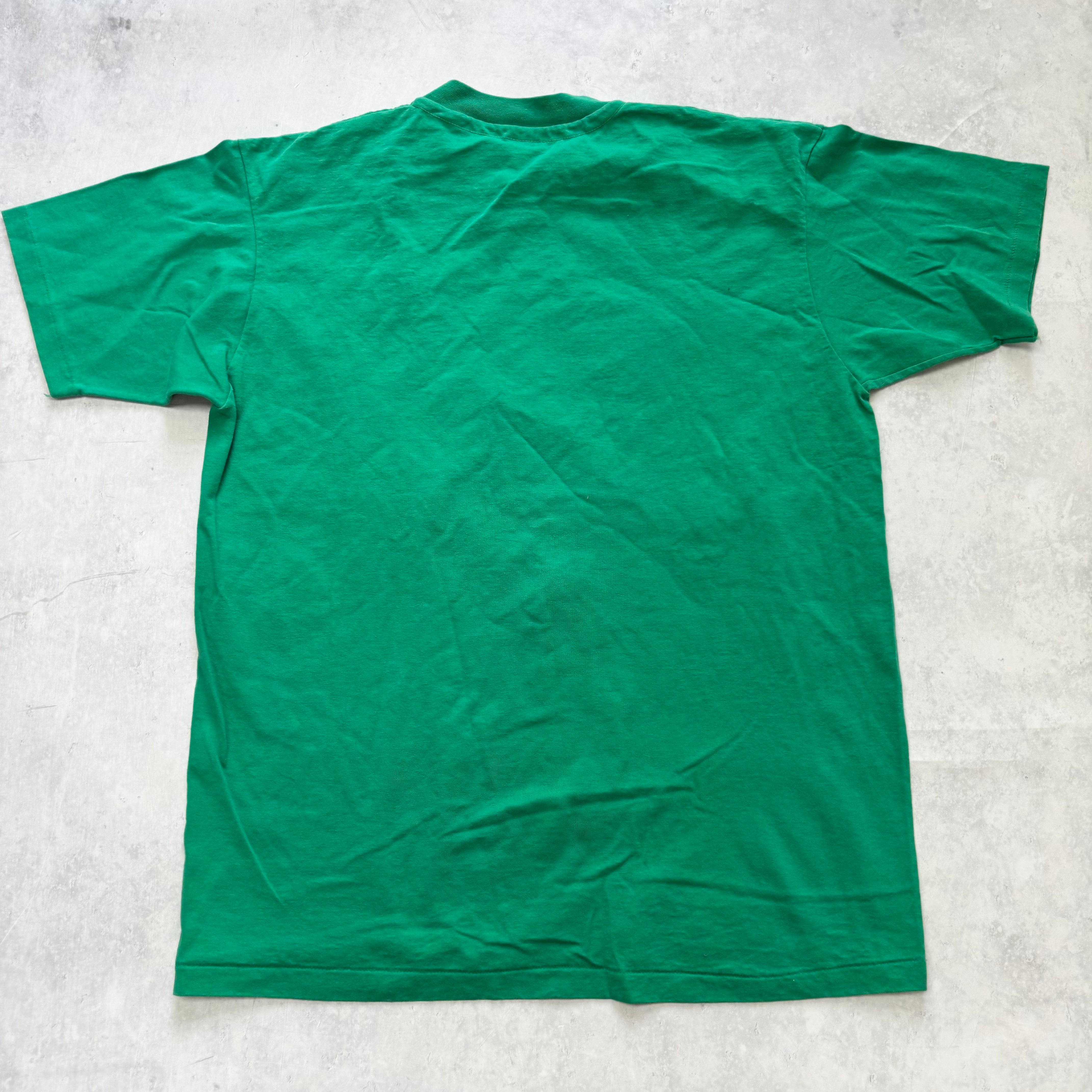 Vintage T Shirt Mens Medium Green Single Stitch Graphic Print 90s Stars (E)