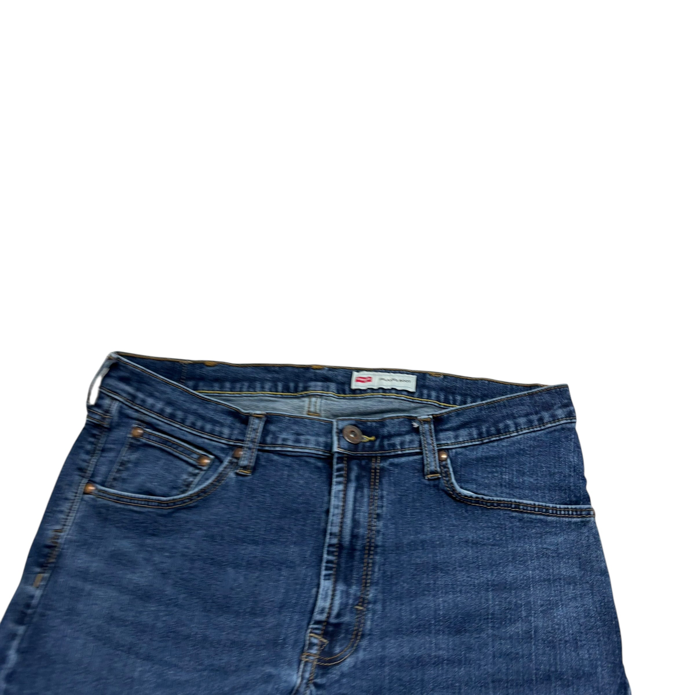 Wrangler Jeans W34 L32 Mens Mid Blue Relaxed Bootcut Fit Stretch Denim (E)