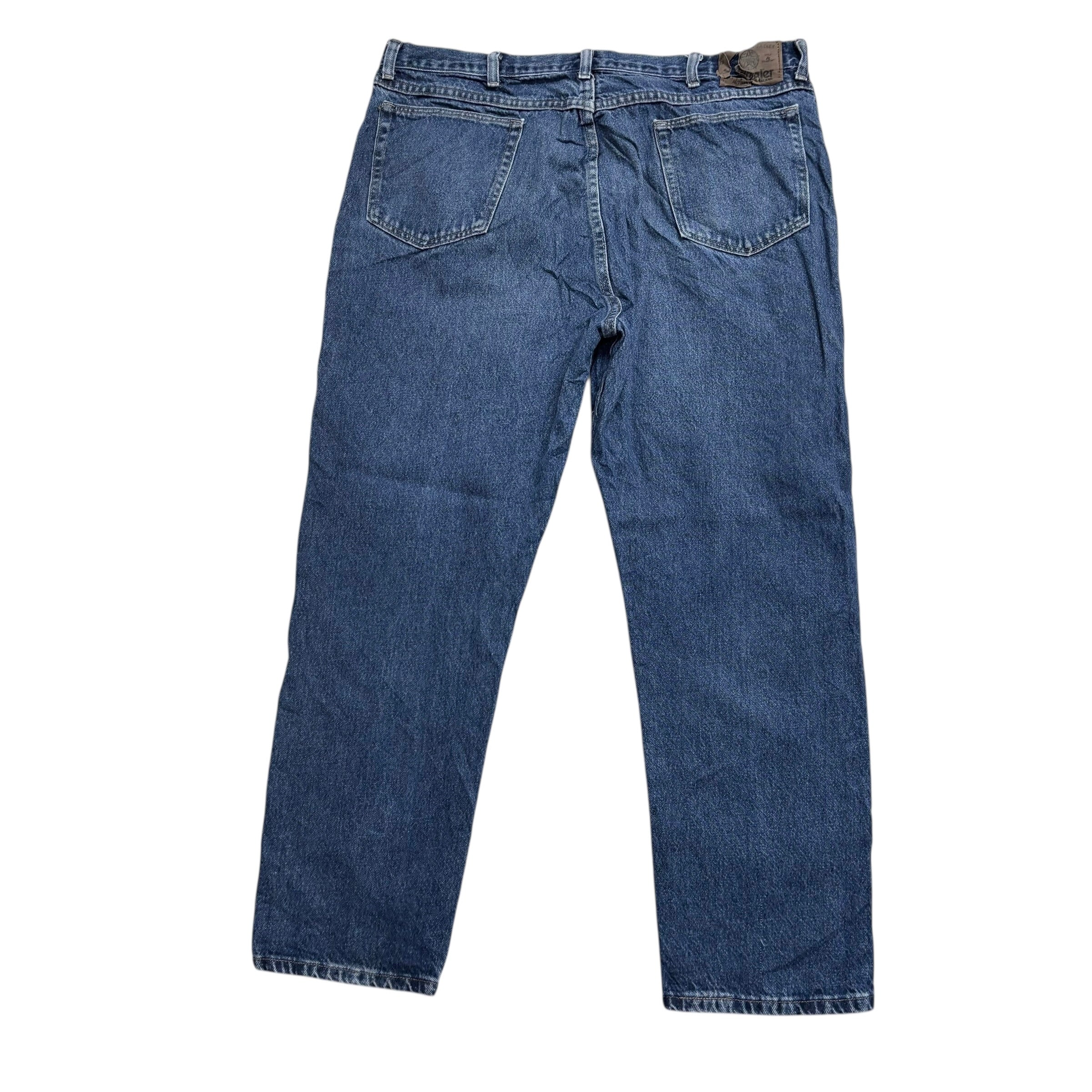 Wrangler Jeans W38 L30 Mens Mid Blue Regular Straight Fit Vintage Denim (E)