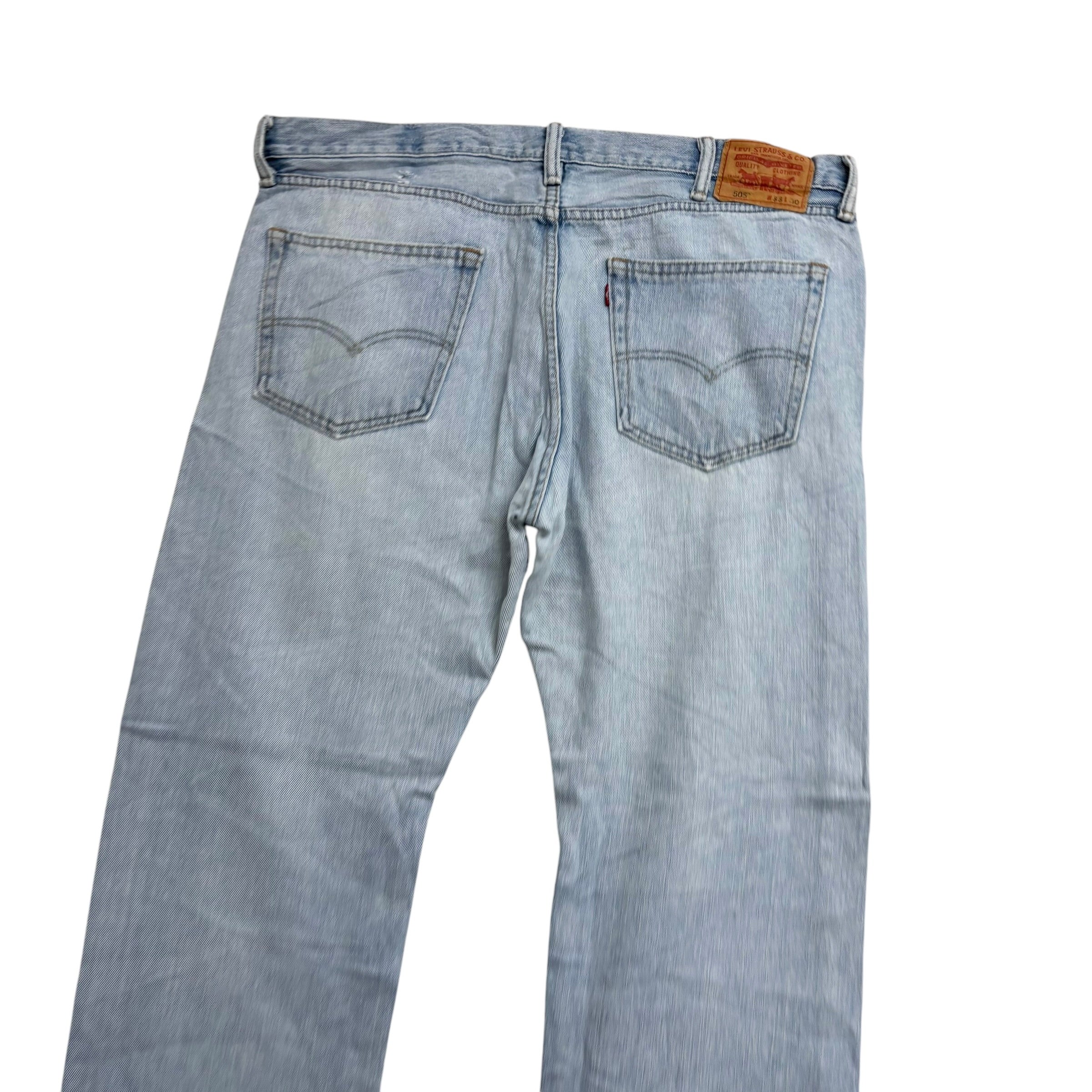 Levis 505 Jeans W38 L30 Mens Light Blue Regular Straight Fit Vintage Denim (F)