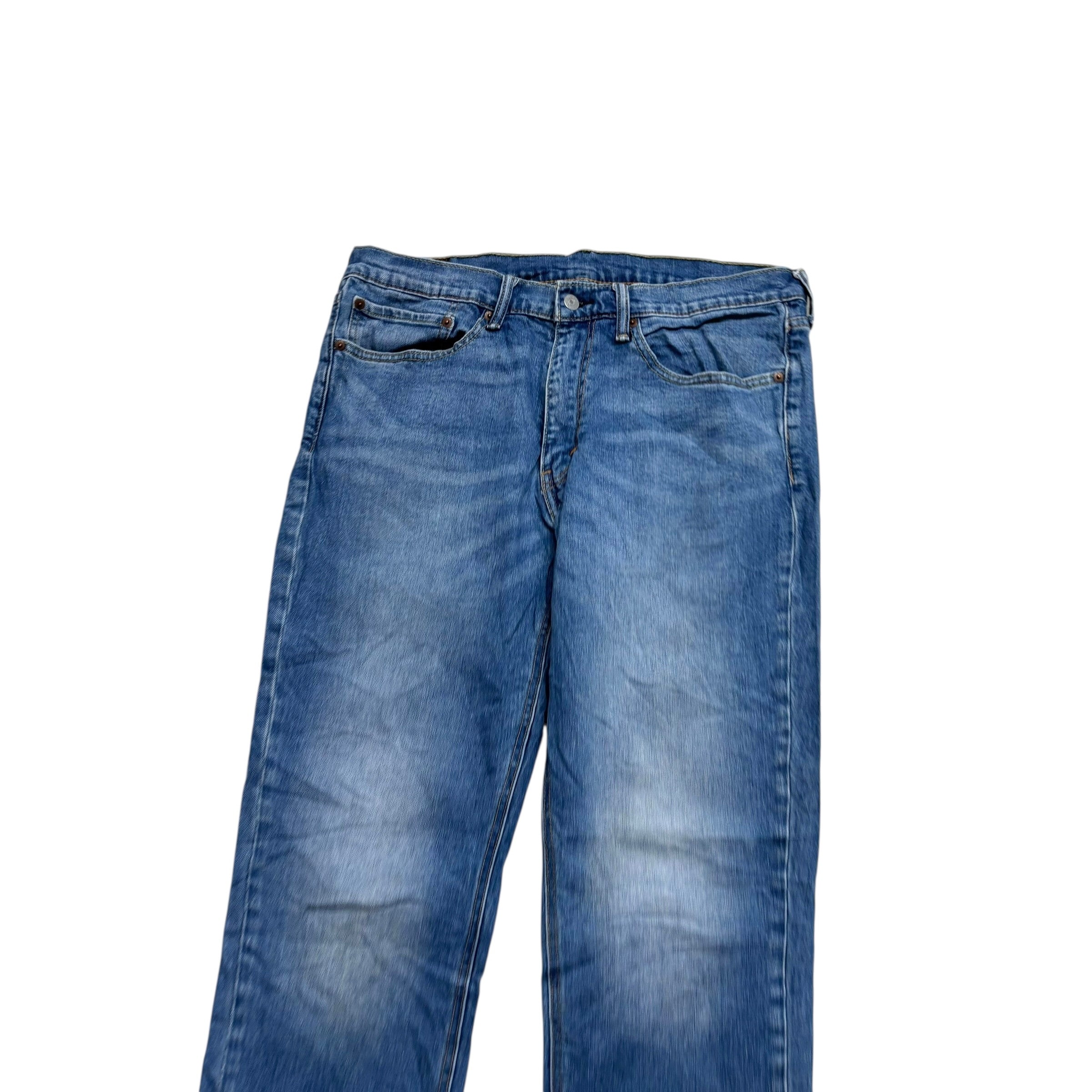 Levis 541 Jeans W34 L34 Mens Mid Blue Athletic Tapered Fit Stretch Denim (E)