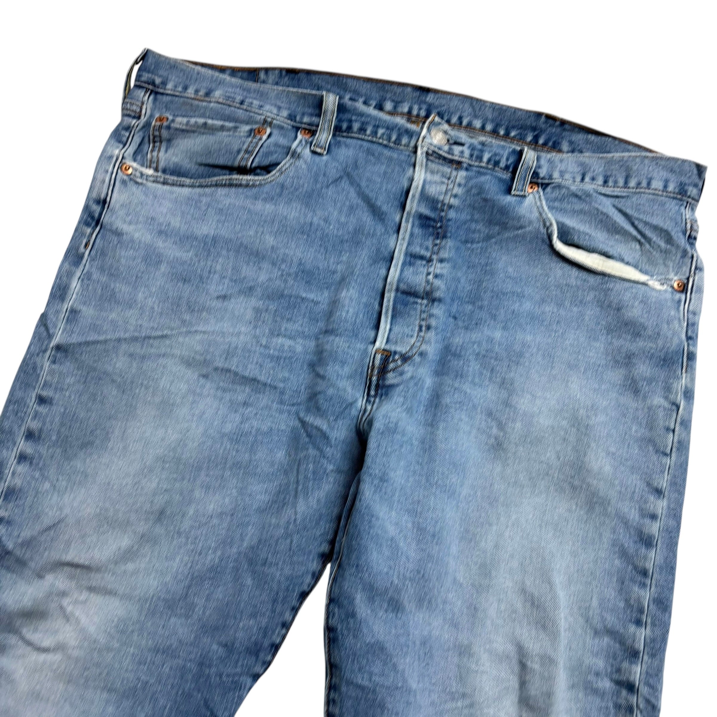 Levis 501 Jeans W38 L26 Mens Light Blue Regular Straight Fit Stretch Denim
