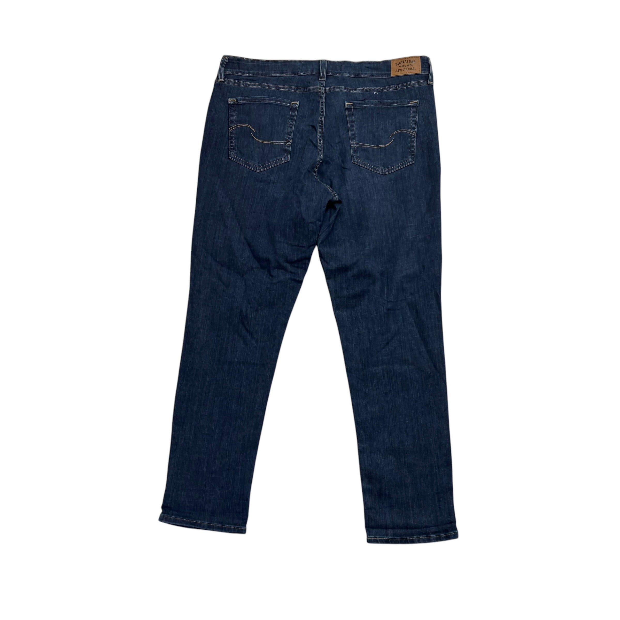 Levis Signature Jeans W34 L30 Womens Boyfriend Fit Dark Blue Stretch Denim (E)