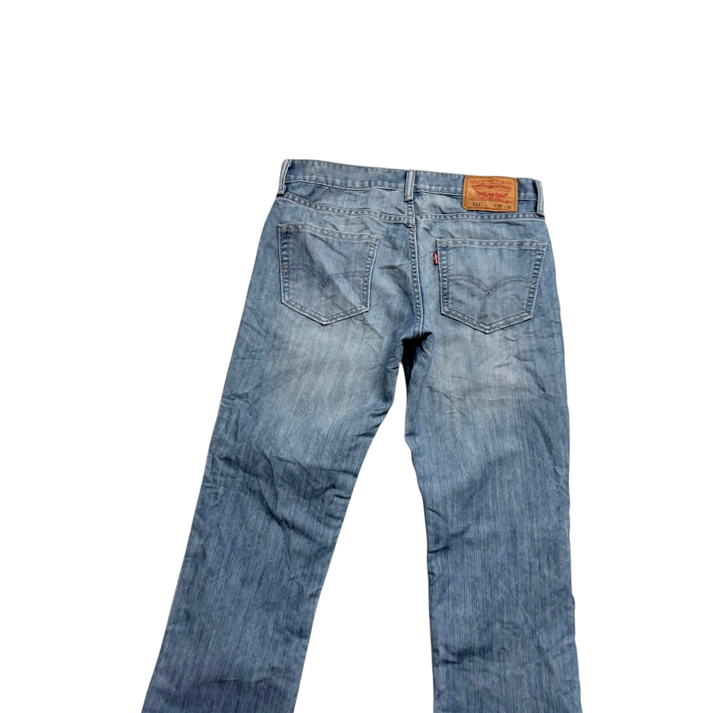 Levis 511 Jeans W30 L30 Mens Silver Blue Slim Fit Vintage Denim