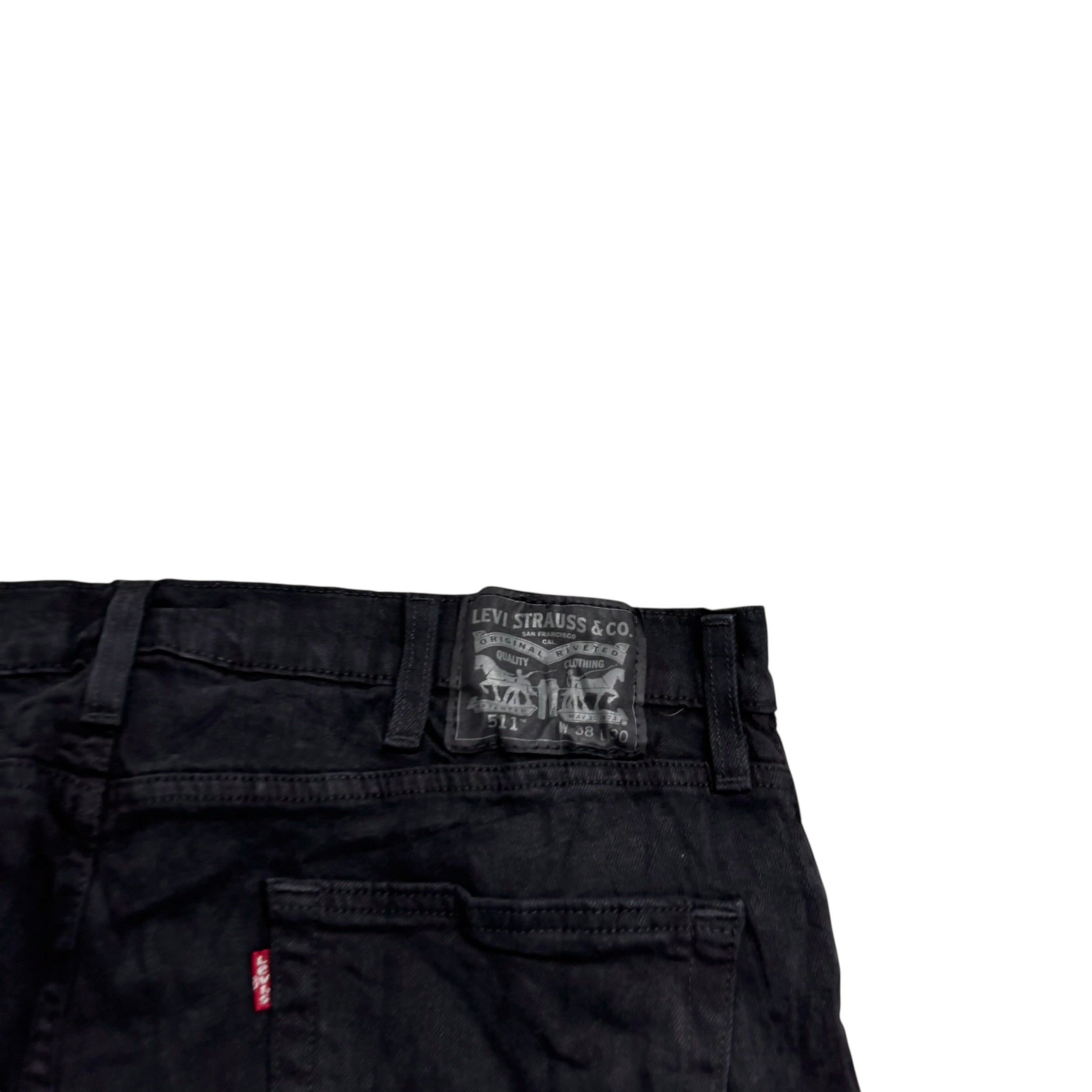 Levis 511 Jeans W38 L30 Mens Black Slim Fit Stretch Denim (E)