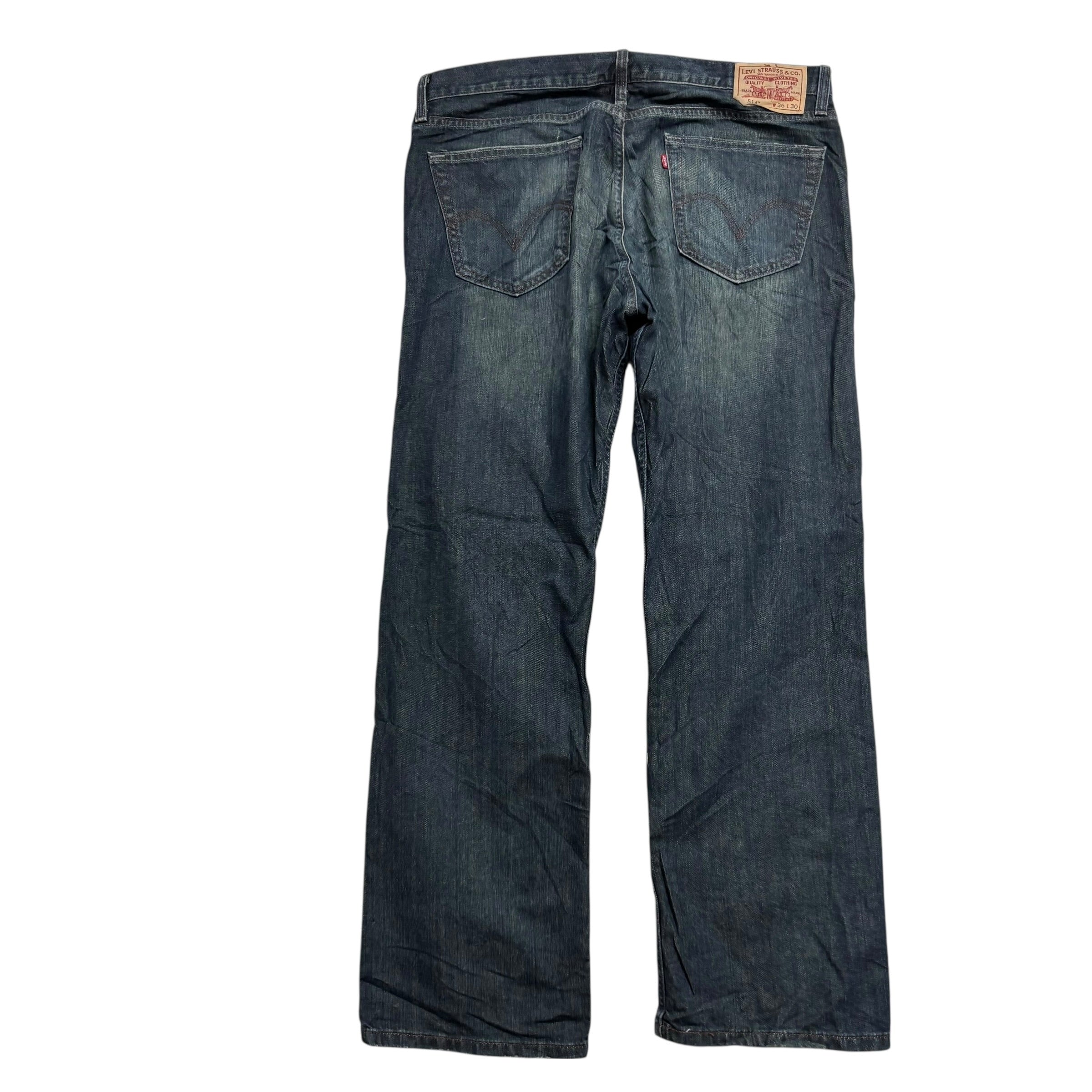 Levis 514 Jeans W36 L30 Mens Dark Blue Relaxed Straight Fit Vintage Denim (E)
