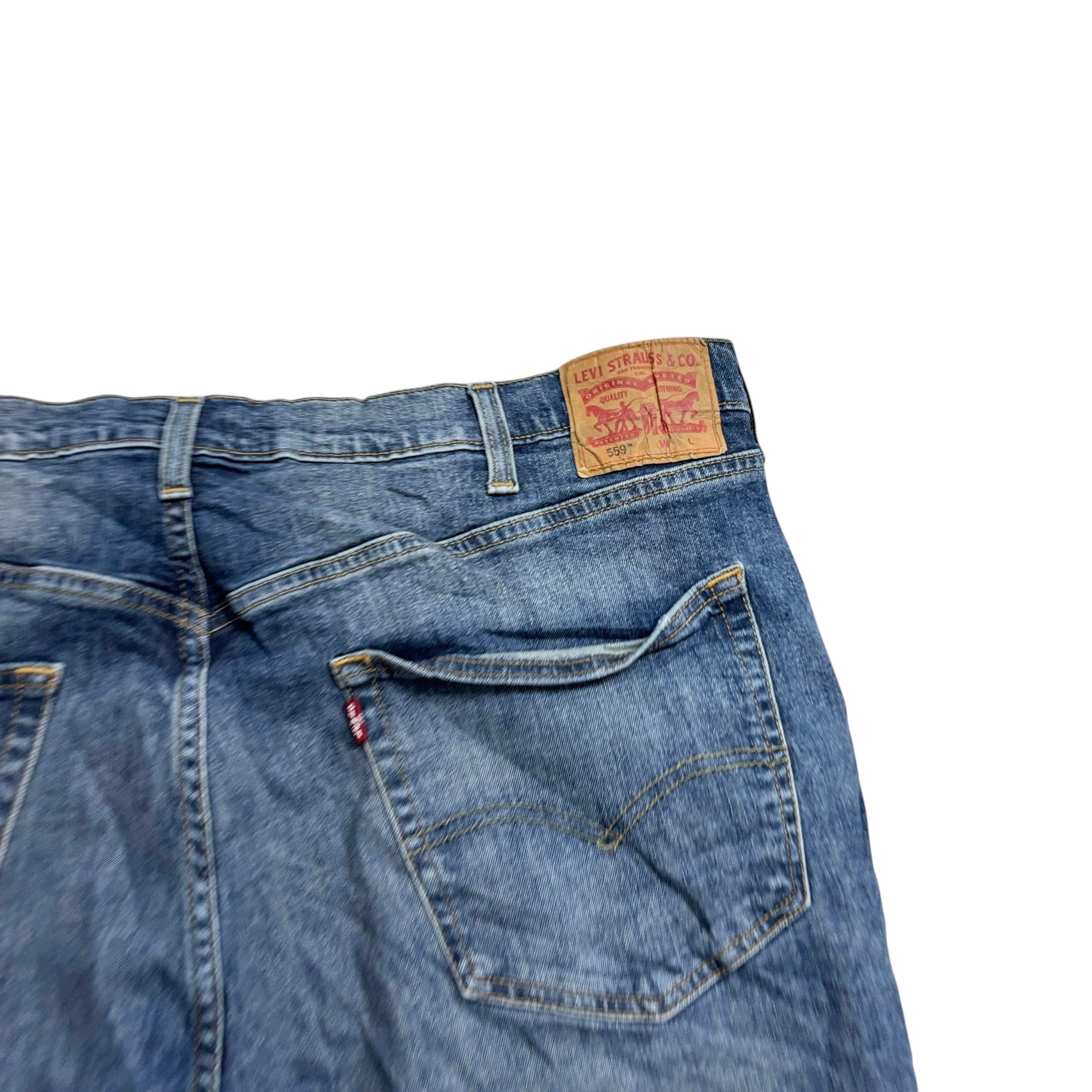Levis 559 Jeans W44 L30 Mens Mid Blue Relaxed Straight Fit Stretch Denim (E)