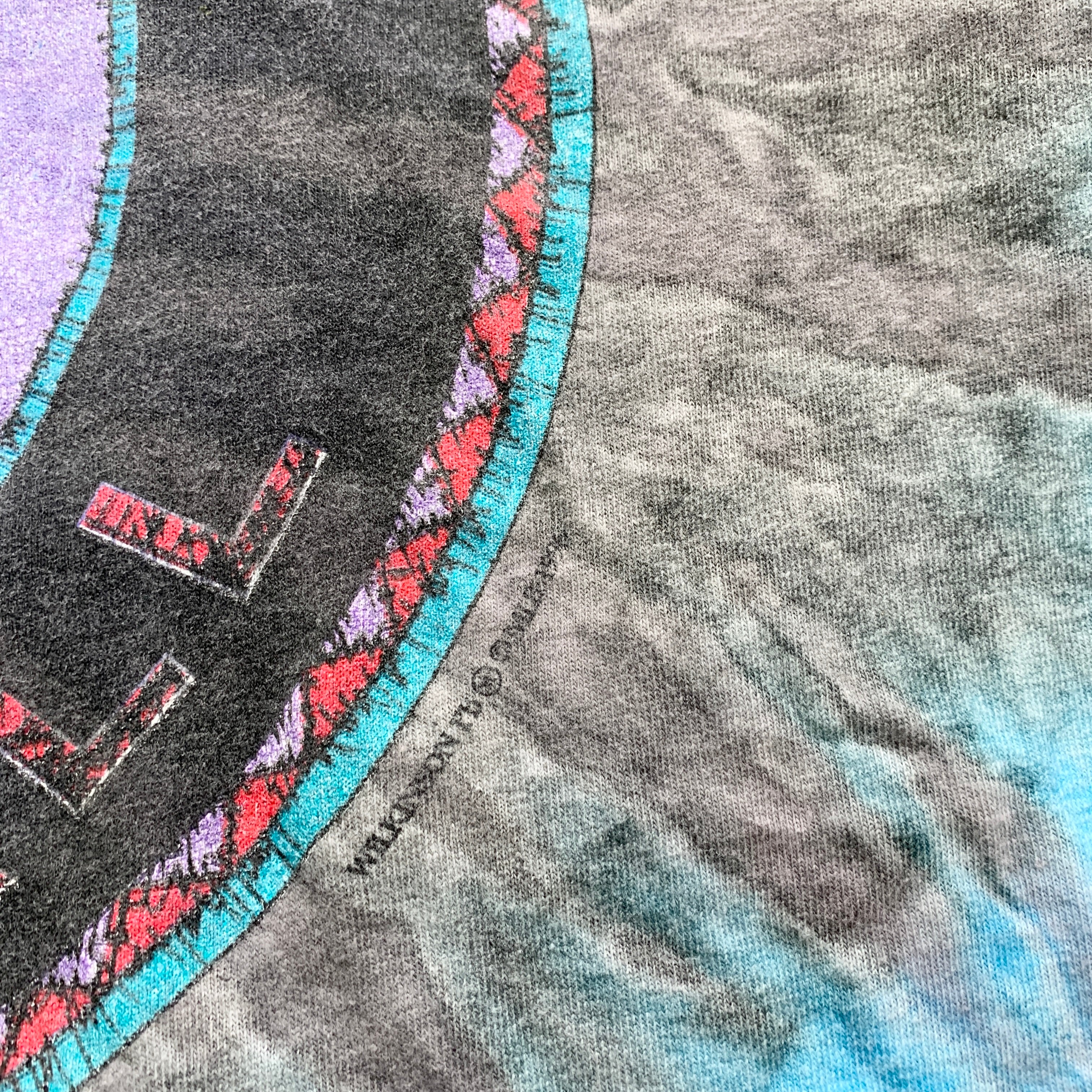 Vintage T Shirt Mens XL Grey Tie Die Single Stitch Graphic Print 90s Baseball