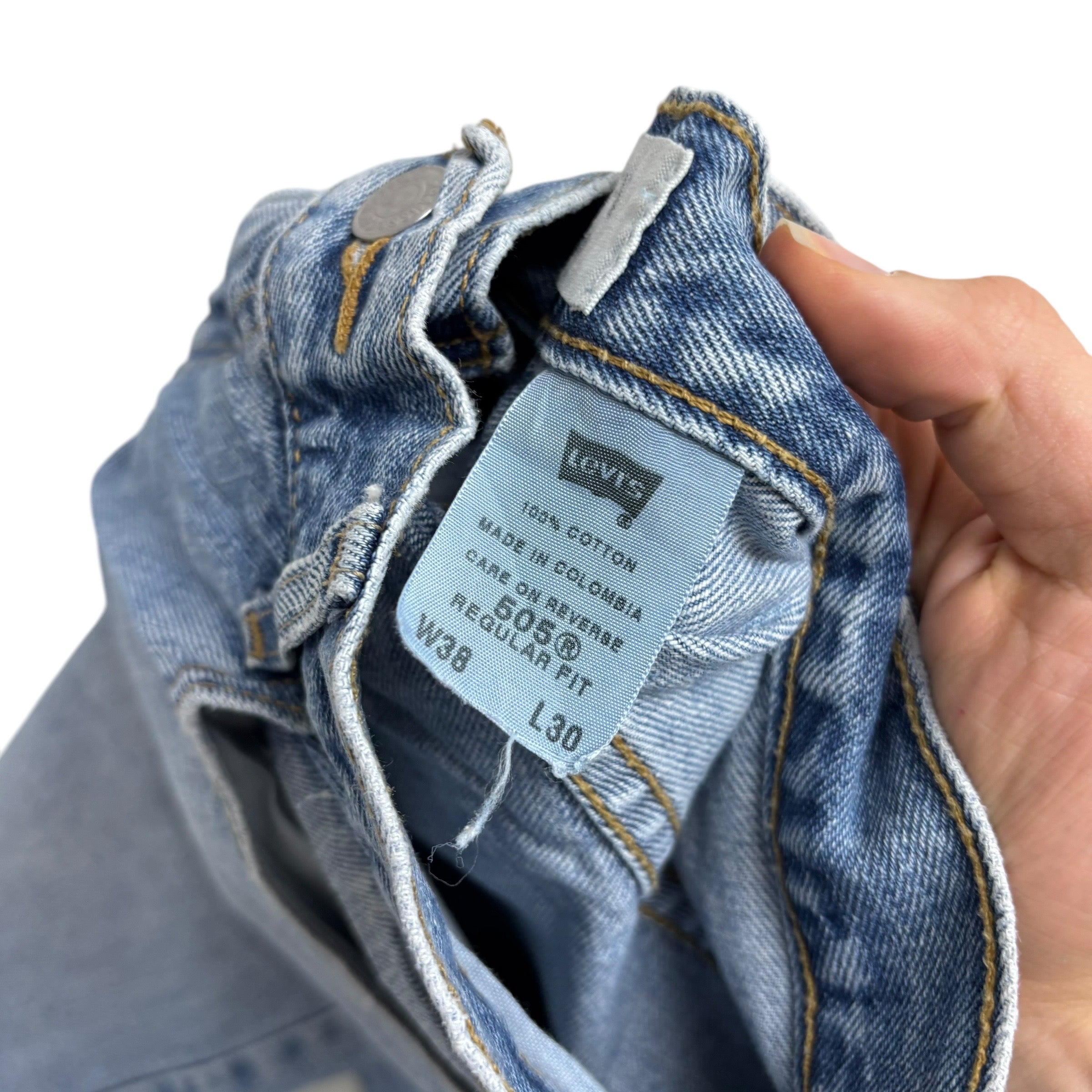 Levis 505 Jeans W36 L30 Mens Light Blue Regular Straight Fit Vintage Denim (F)