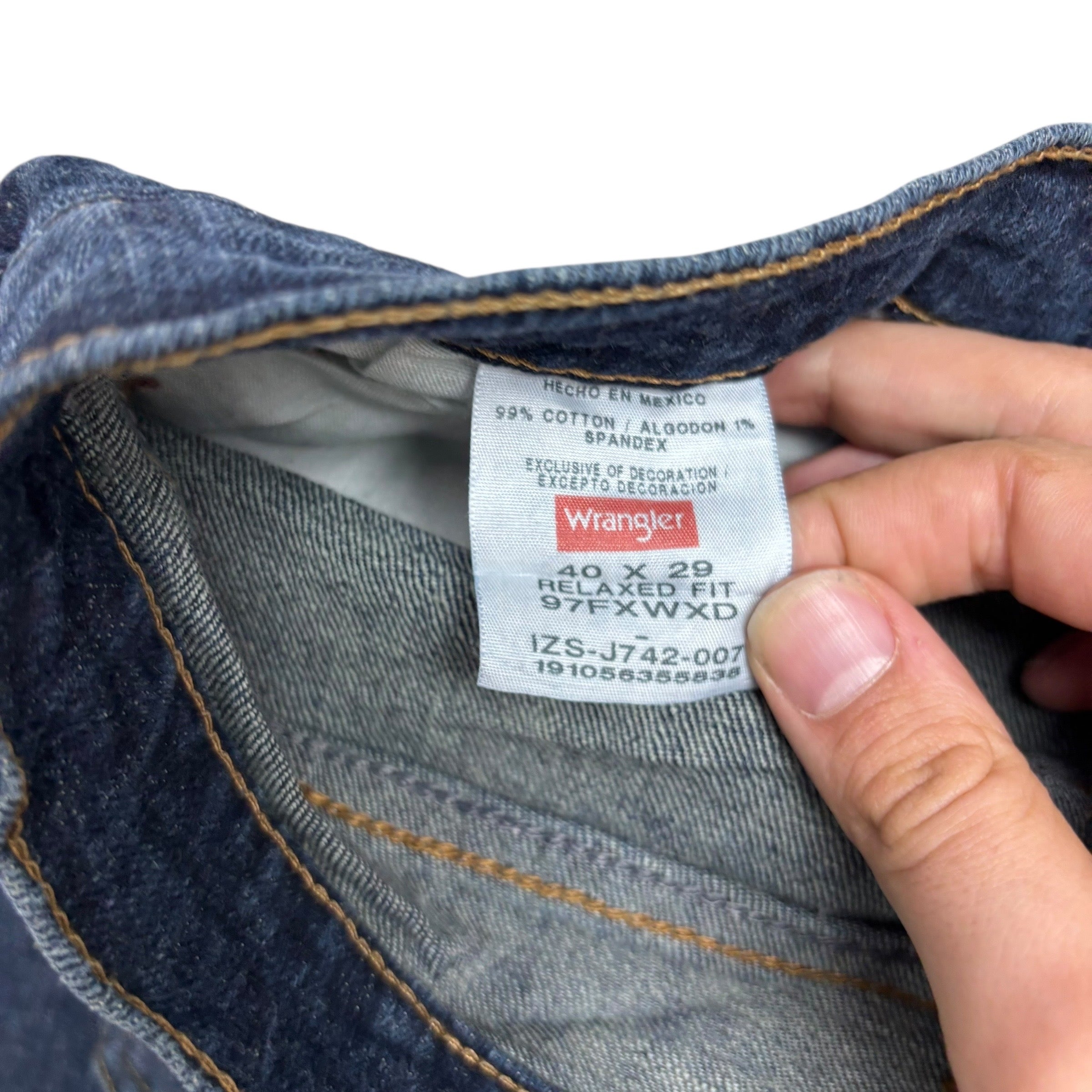 Wrangler Jeans W40 L30 Mens Dark Blue Relaxed Straight Fit Stretch Denim (E)