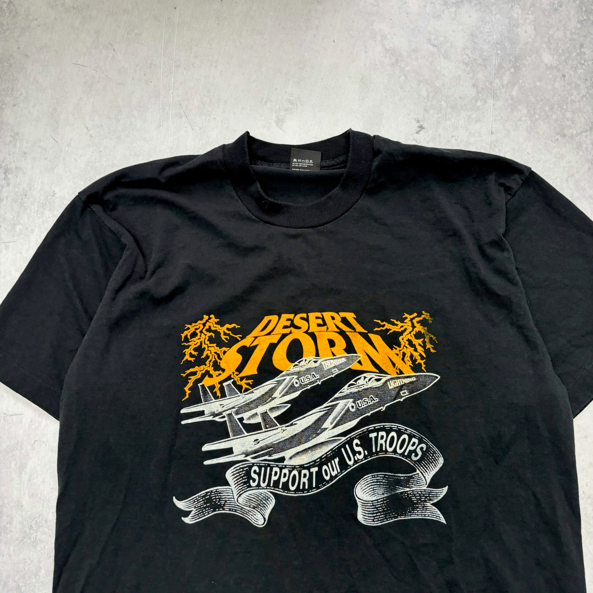 Vintage T Shirt Mens Large Black Single Stitch 90s Desert Storm (E)