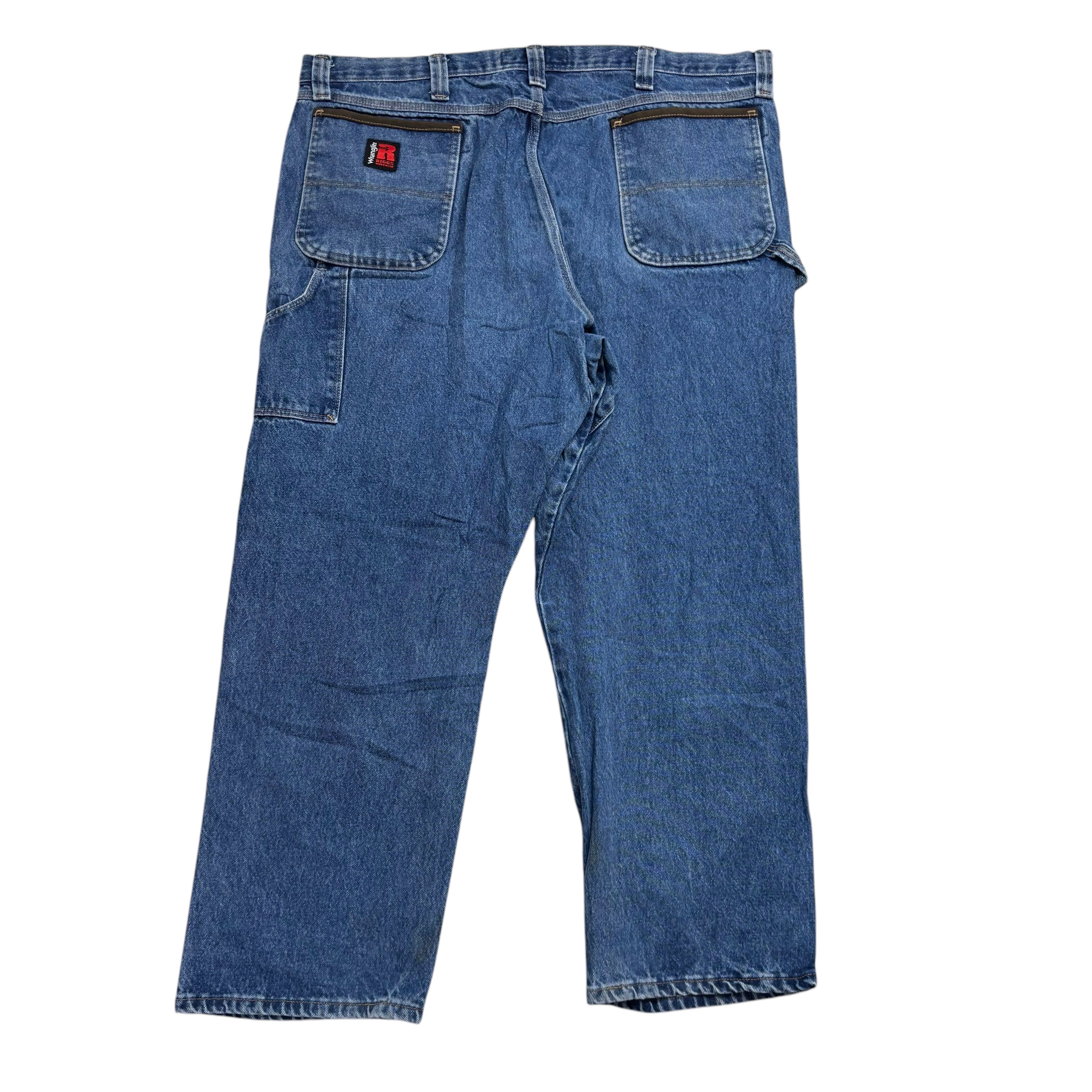 Wrangler Carpenter Jeans W42 L30 Mens Mid Blue Relaxed Straight Fit Denim