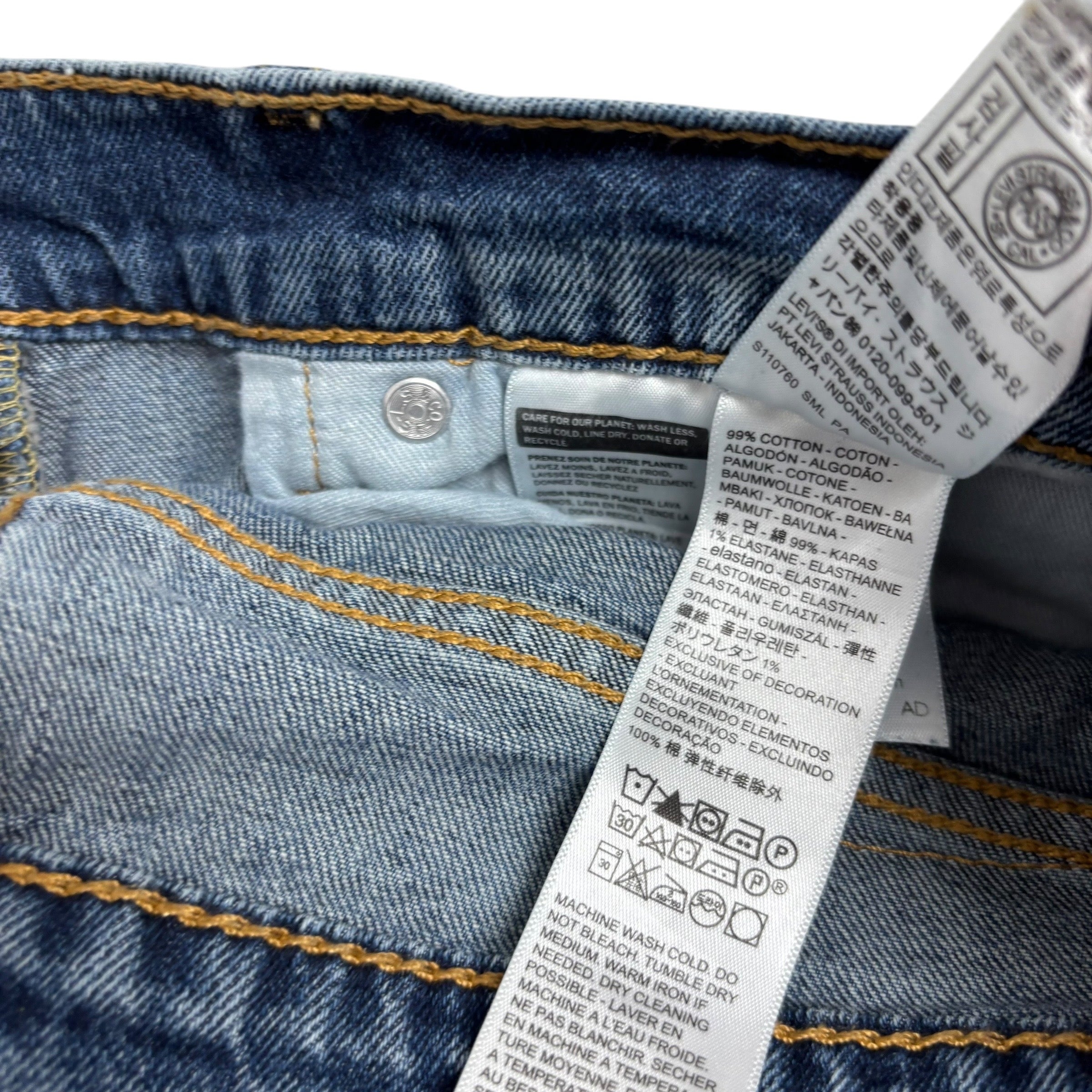 Levis 505 Jeans W32 L33 Mens Mid Blue Regular Straight Fit Stretch Denim (E)