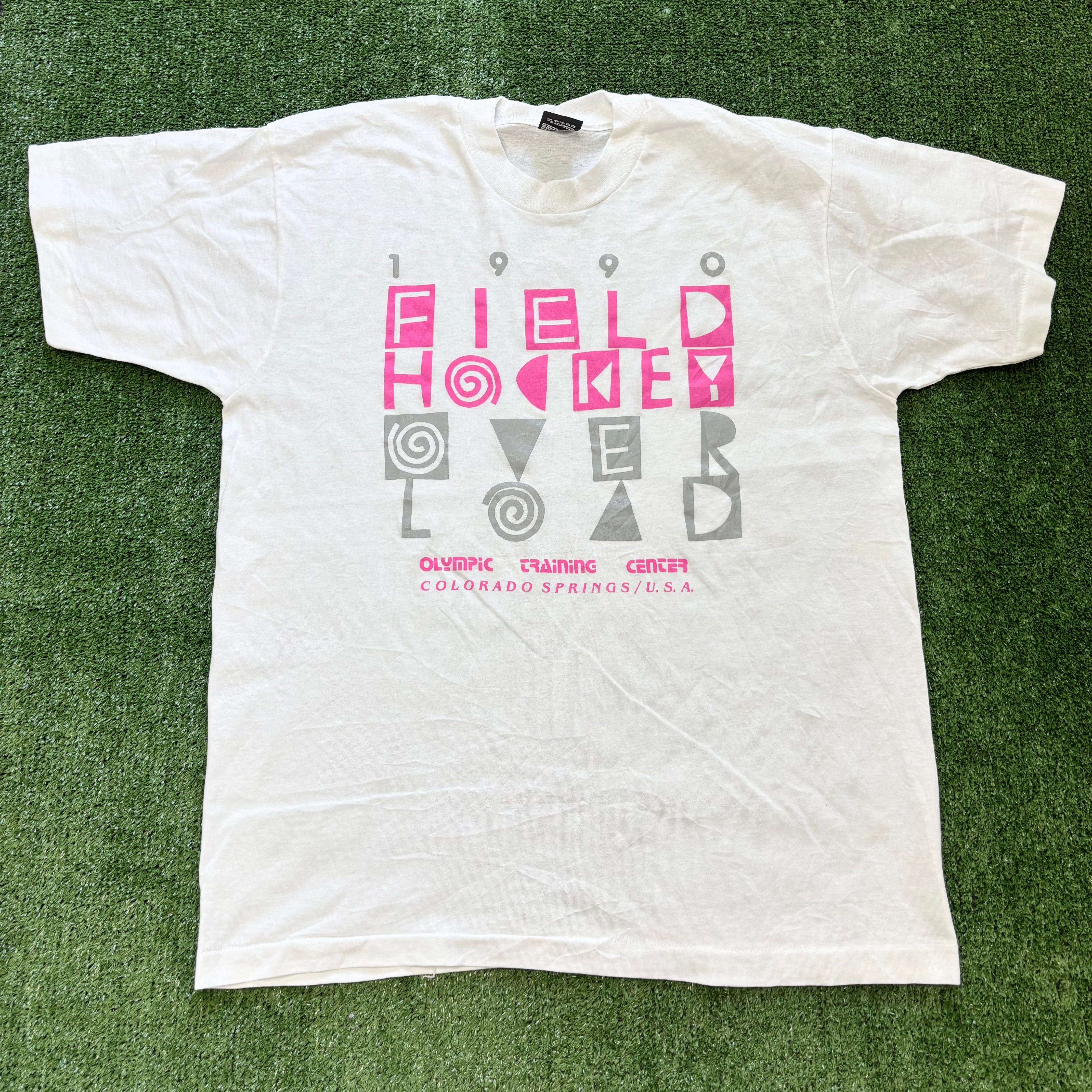 Vintage T Shirt Mens Large White Single Stitch Graphic Print 90s Sports (E)