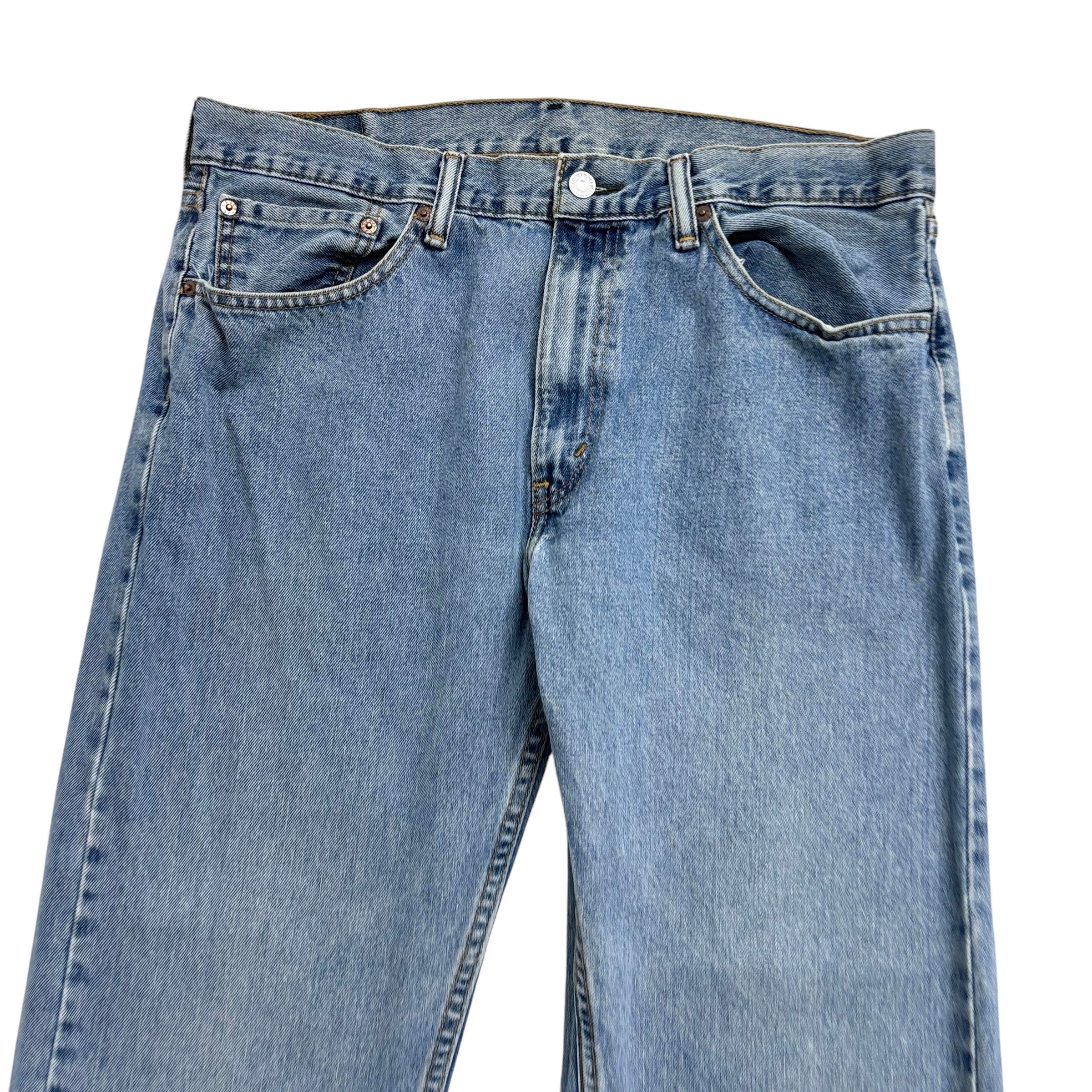 Levis 505 Jeans W36 L32 Mens Light Blue Regular Straight Fit Vintage Denim (E)