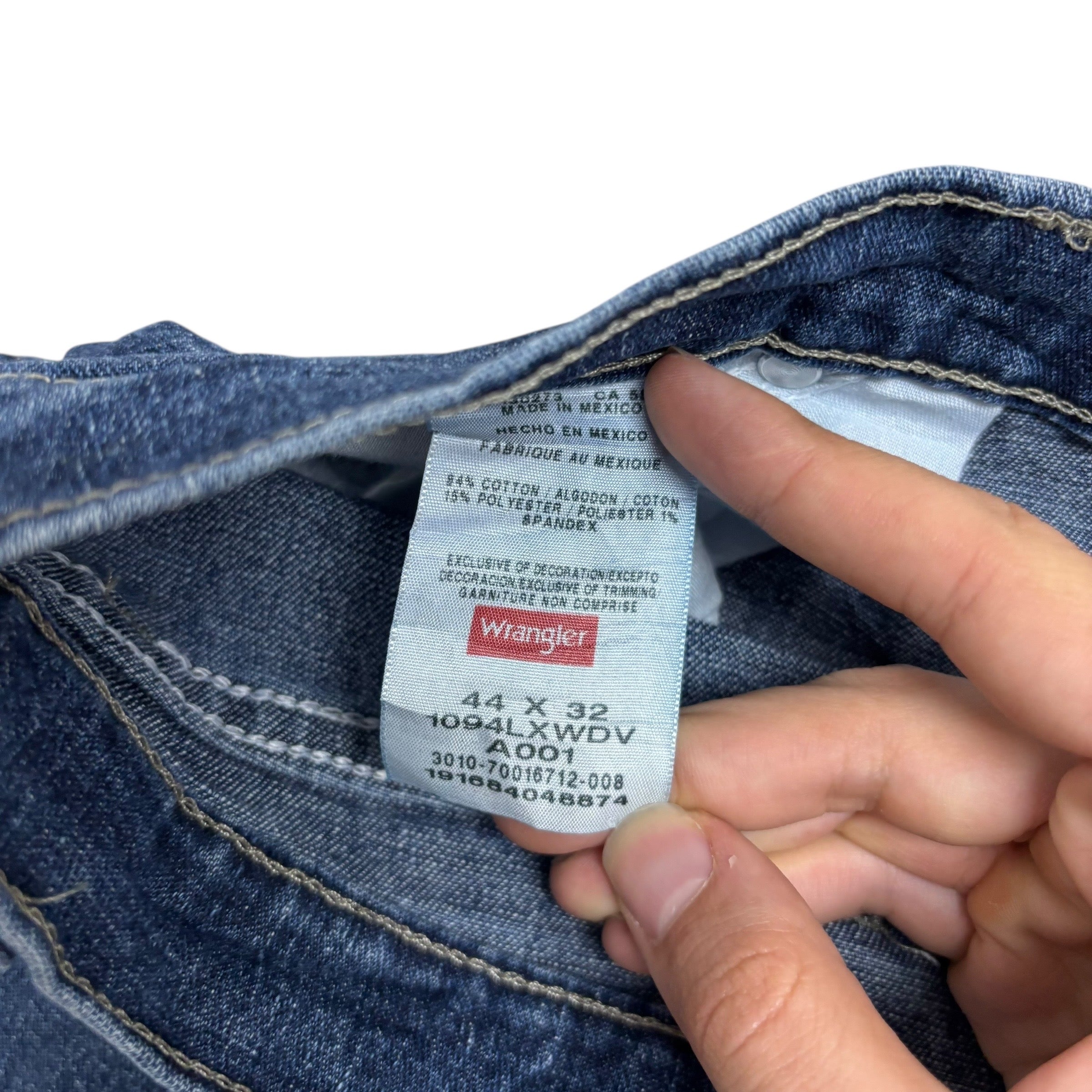 Wrangler Carpenter Jeans W46 L32 Mens Dark Blue Relaxed Straight Fit Stretch (E)