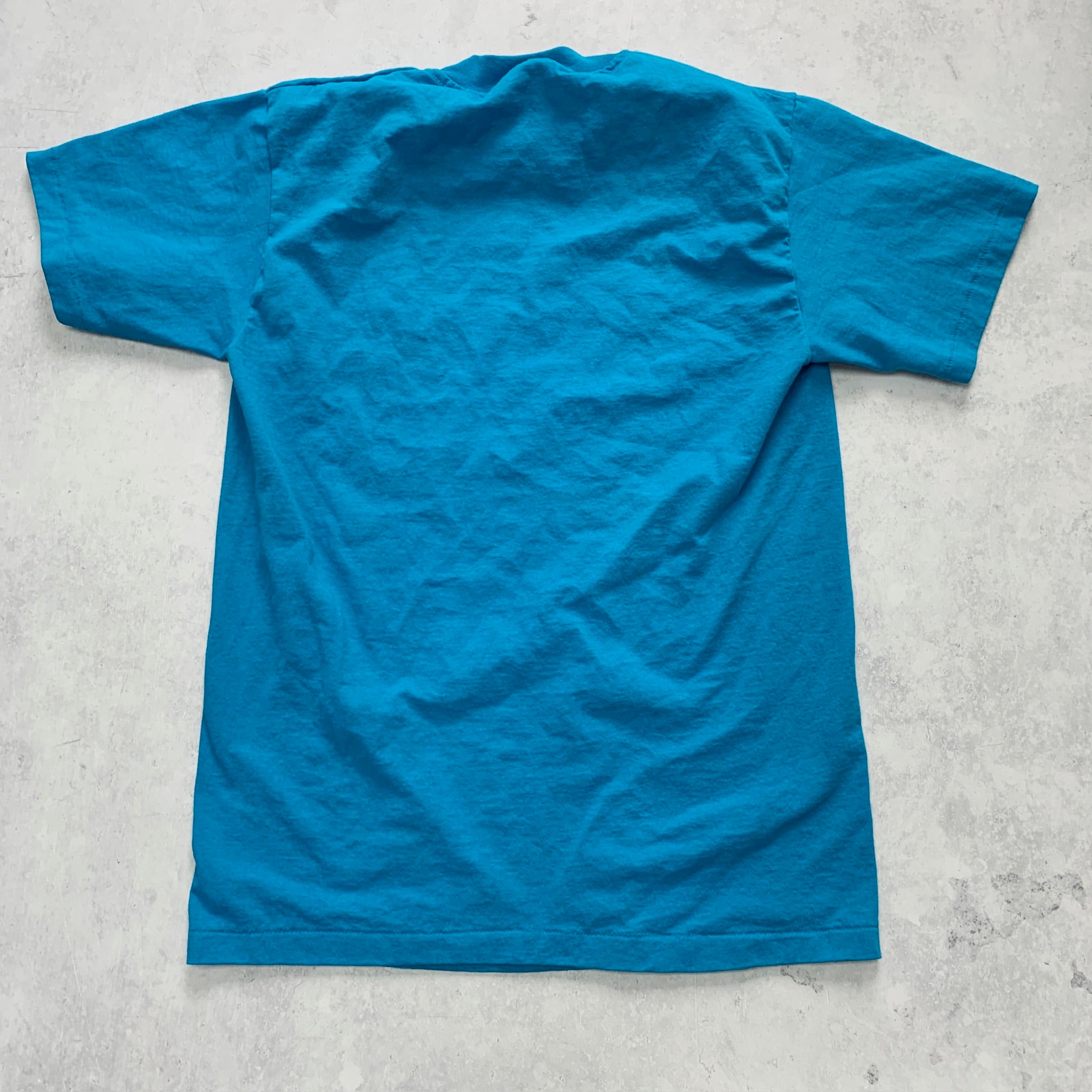 Vintage T Shirt Mens Small Blue Single Stitch Graphic Print 90s USA