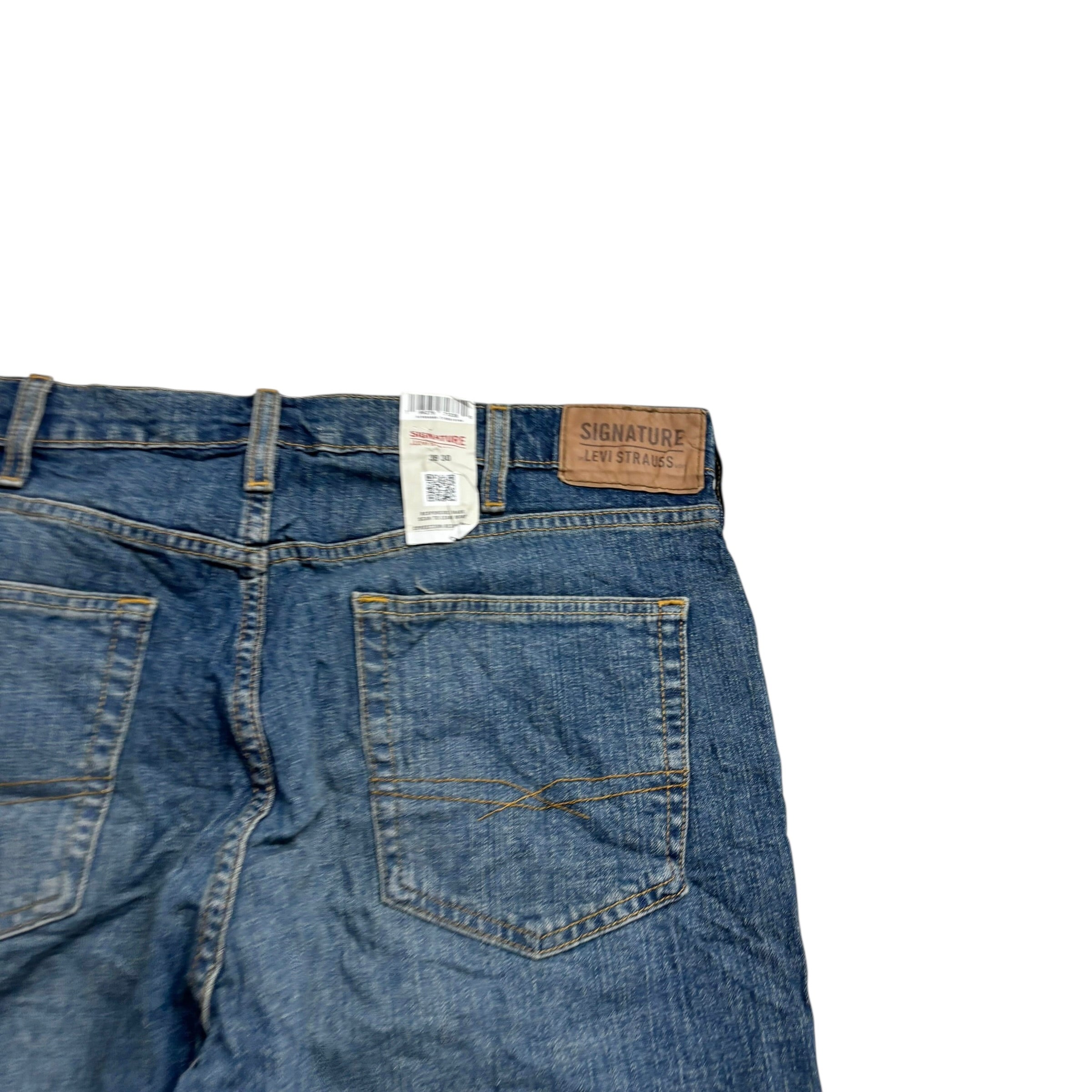 Levis Signature Jeans W36 L30 Mens Mid Blue Regular Bootcut Fit Stretch (E)
