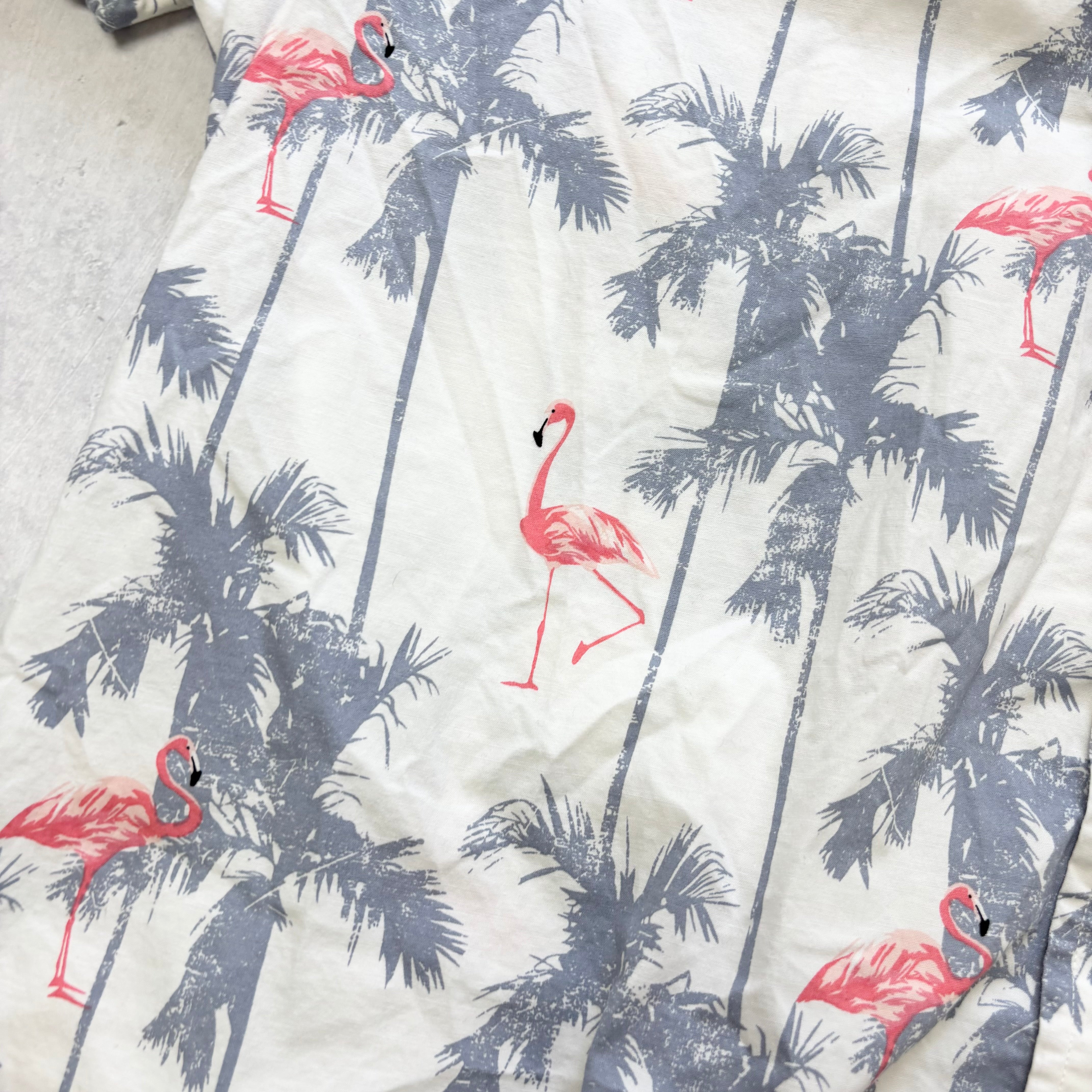 Hawaiian Shirt Mens XXL White Floral Aloha Short Sleeve Cotton Slim Fit (E)